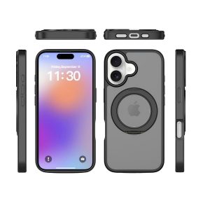 SendaFit Matte Skin-Feel 360° Stand Case for iPhone 17 (Orange Accent)