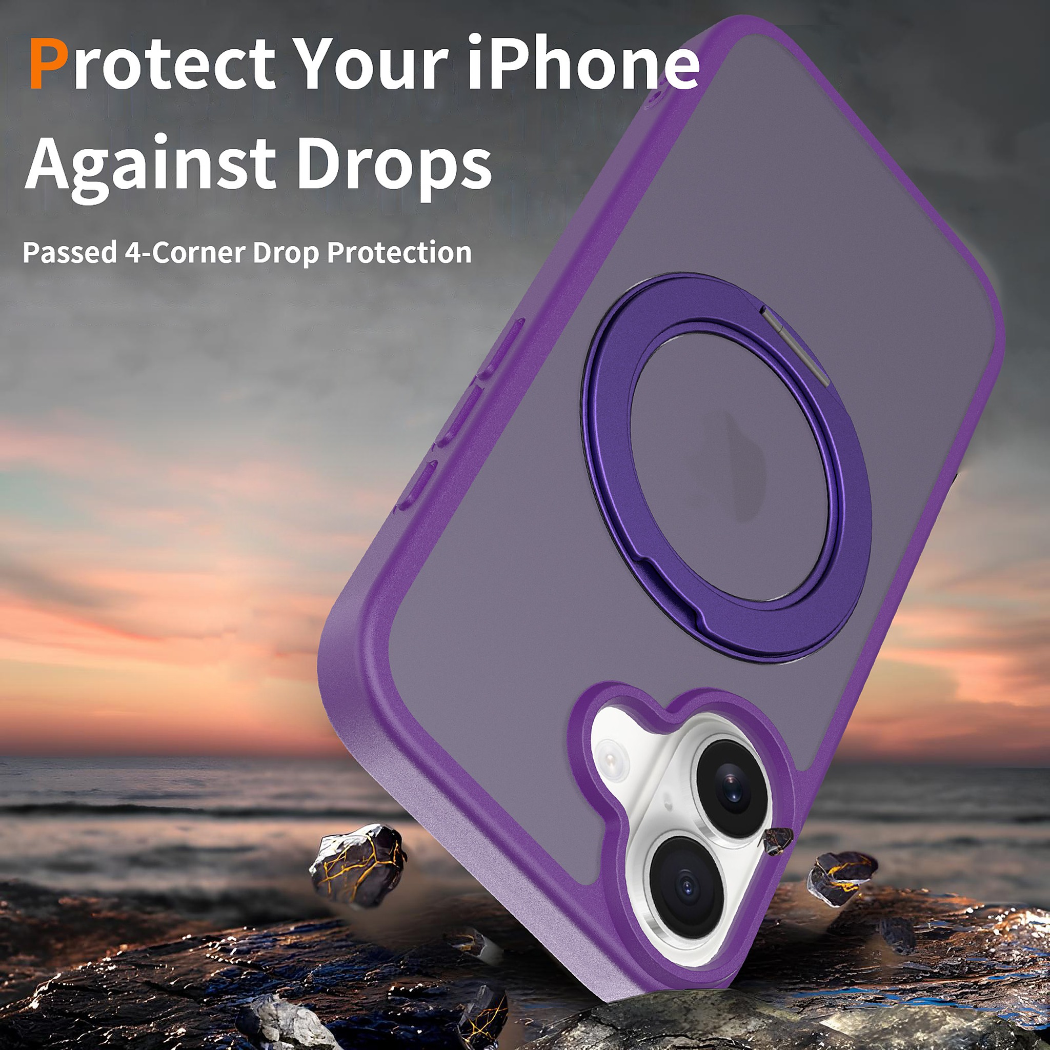 SendaFit Matte Skin-Feel 360° Stand Camera-Button Case for iPhone 17 detail 1