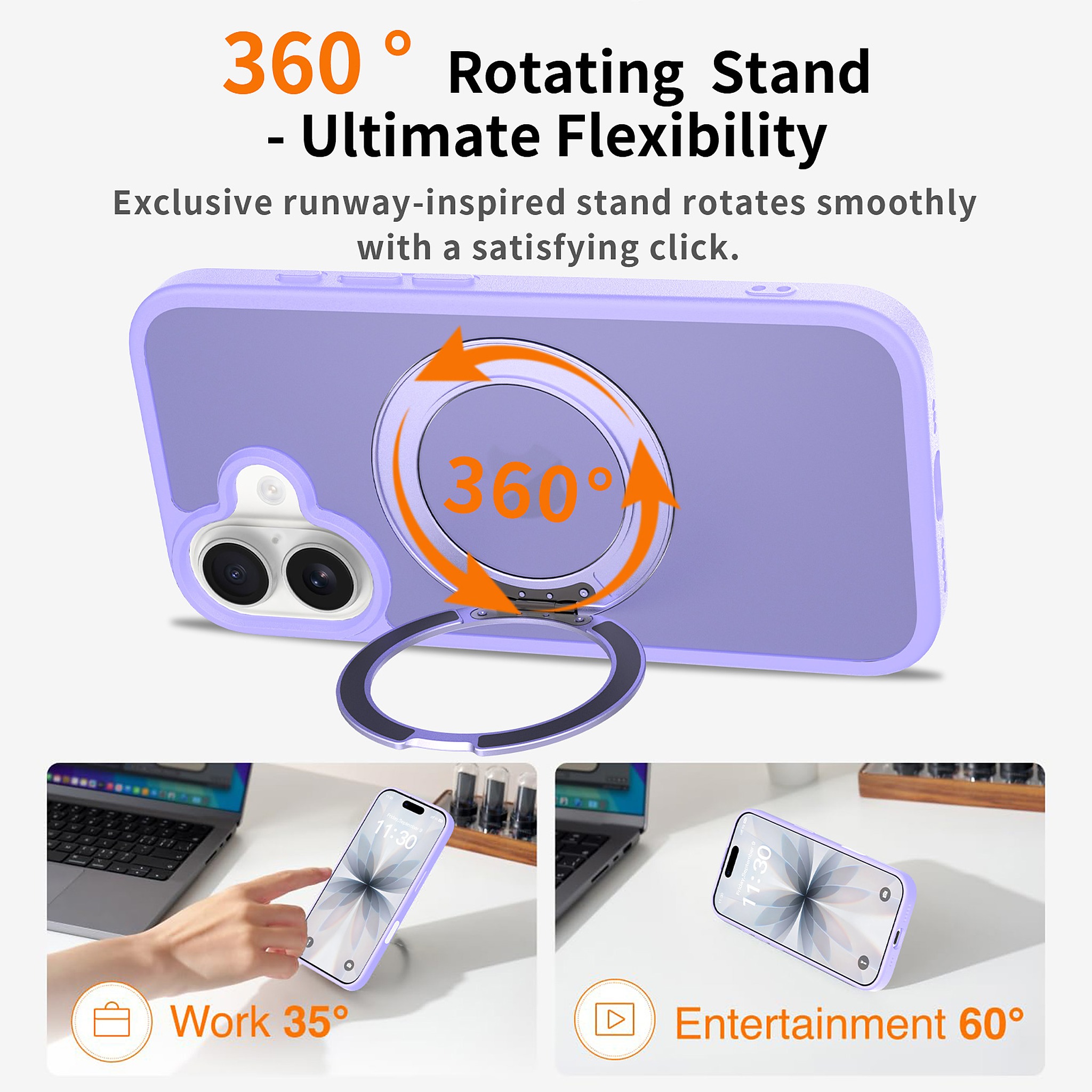 SendaFit Matte Skin-Feel 360° Stand Camera-Button Case for iPhone 17 detail 17