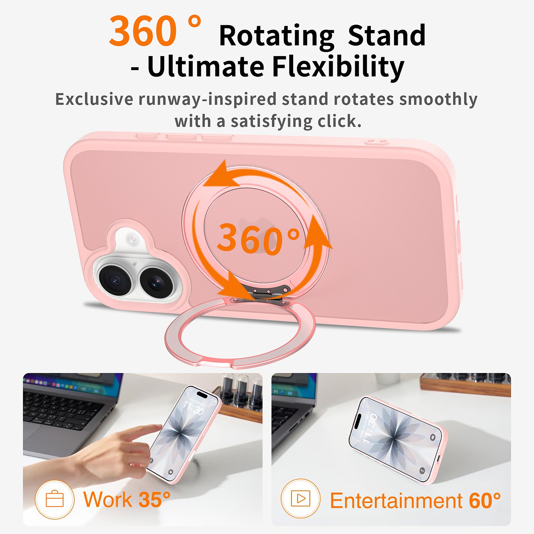 SendaFit Matte Skin-Feel 360° Stand Camera-Button Case for iPhone 17 detail 18