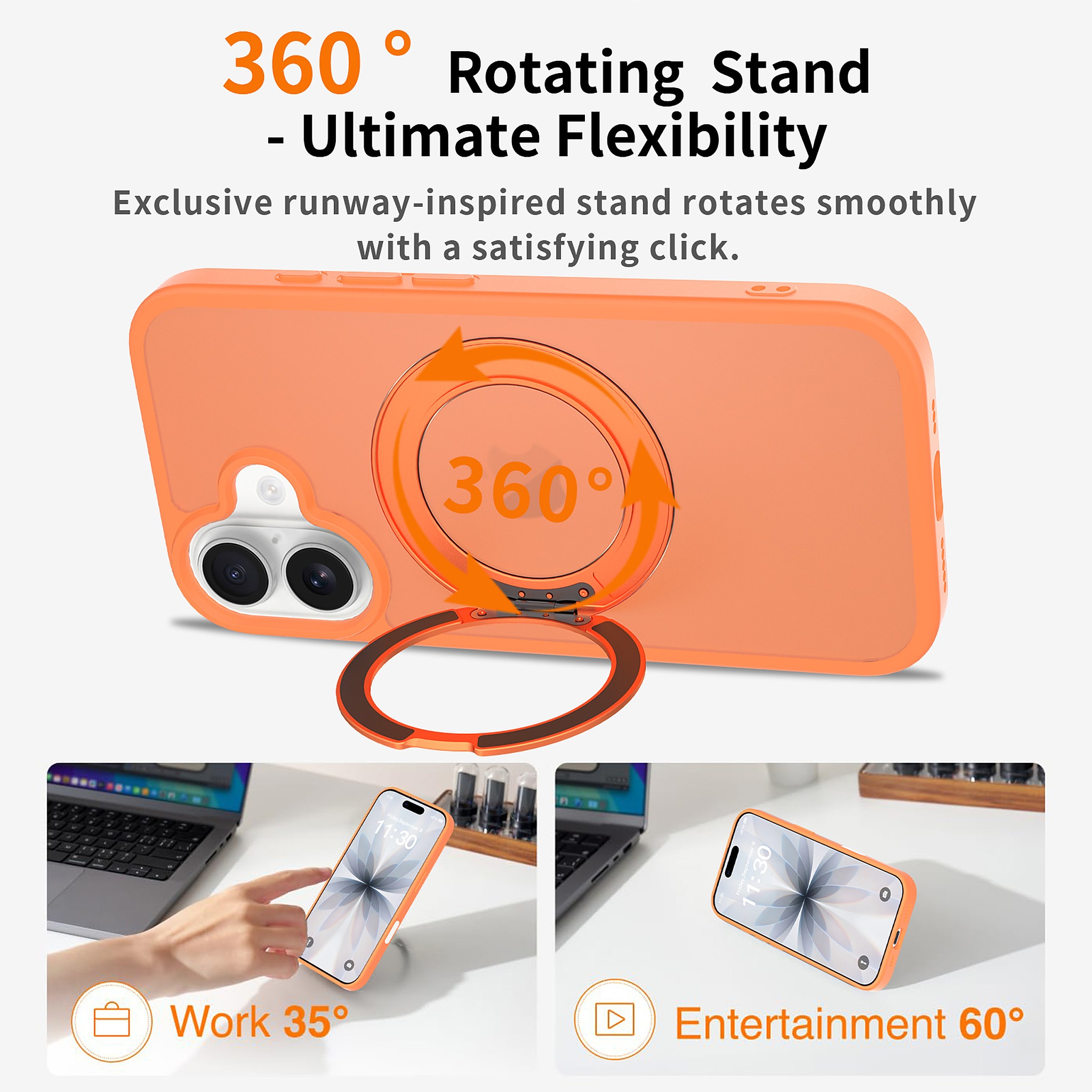 SendaFit Matte Skin-Feel 360° Stand Camera-Button Case for iPhone 17 detail 19