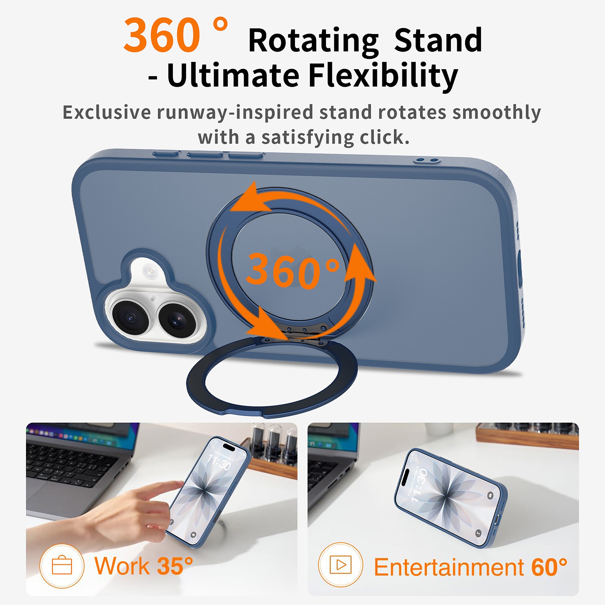 SendaFit Matte Skin-Feel 360° Stand Camera-Button Case for iPhone 17 detail 21