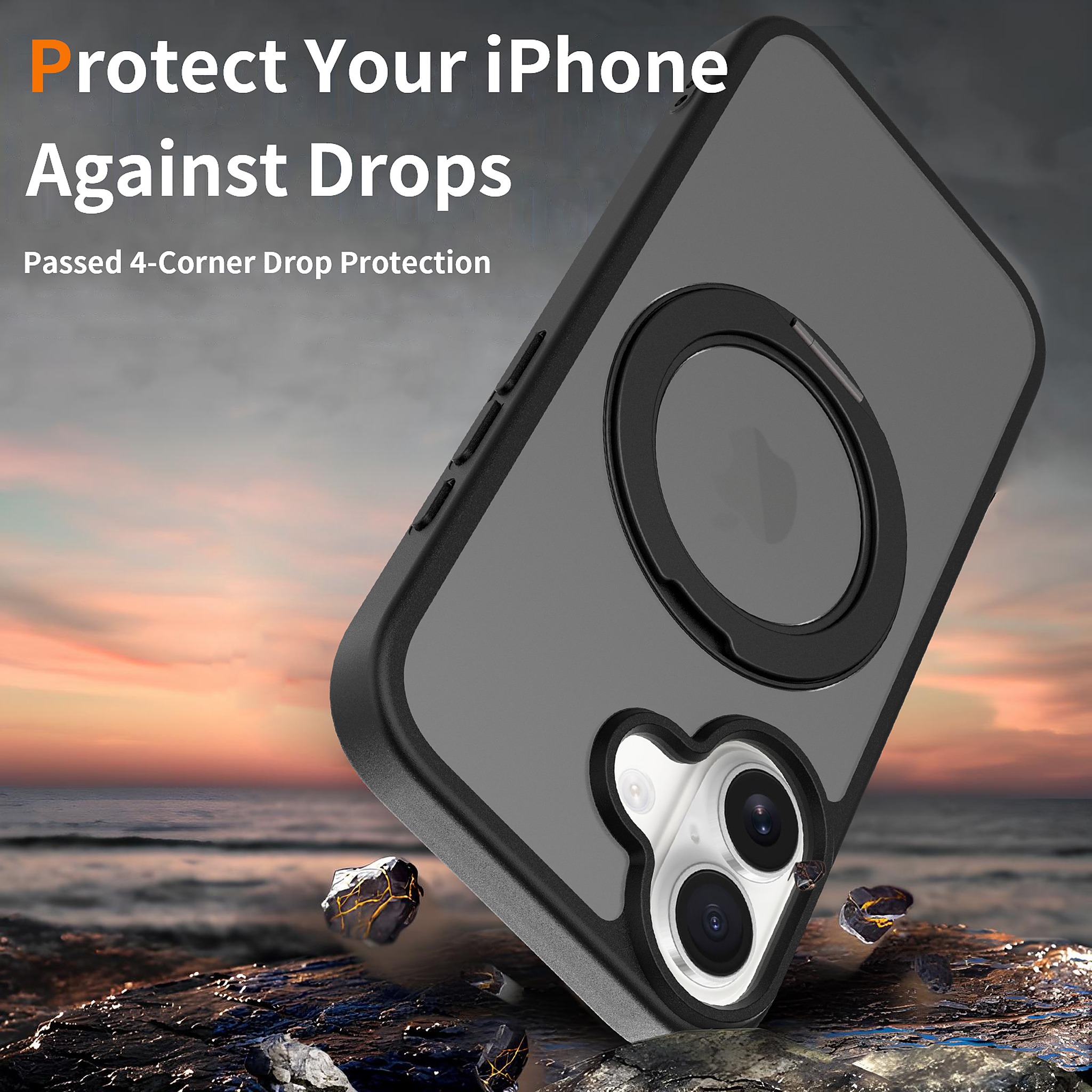 SendaFit Matte Skin-Feel 360° Stand Camera-Button Case for iPhone 17 detail 6