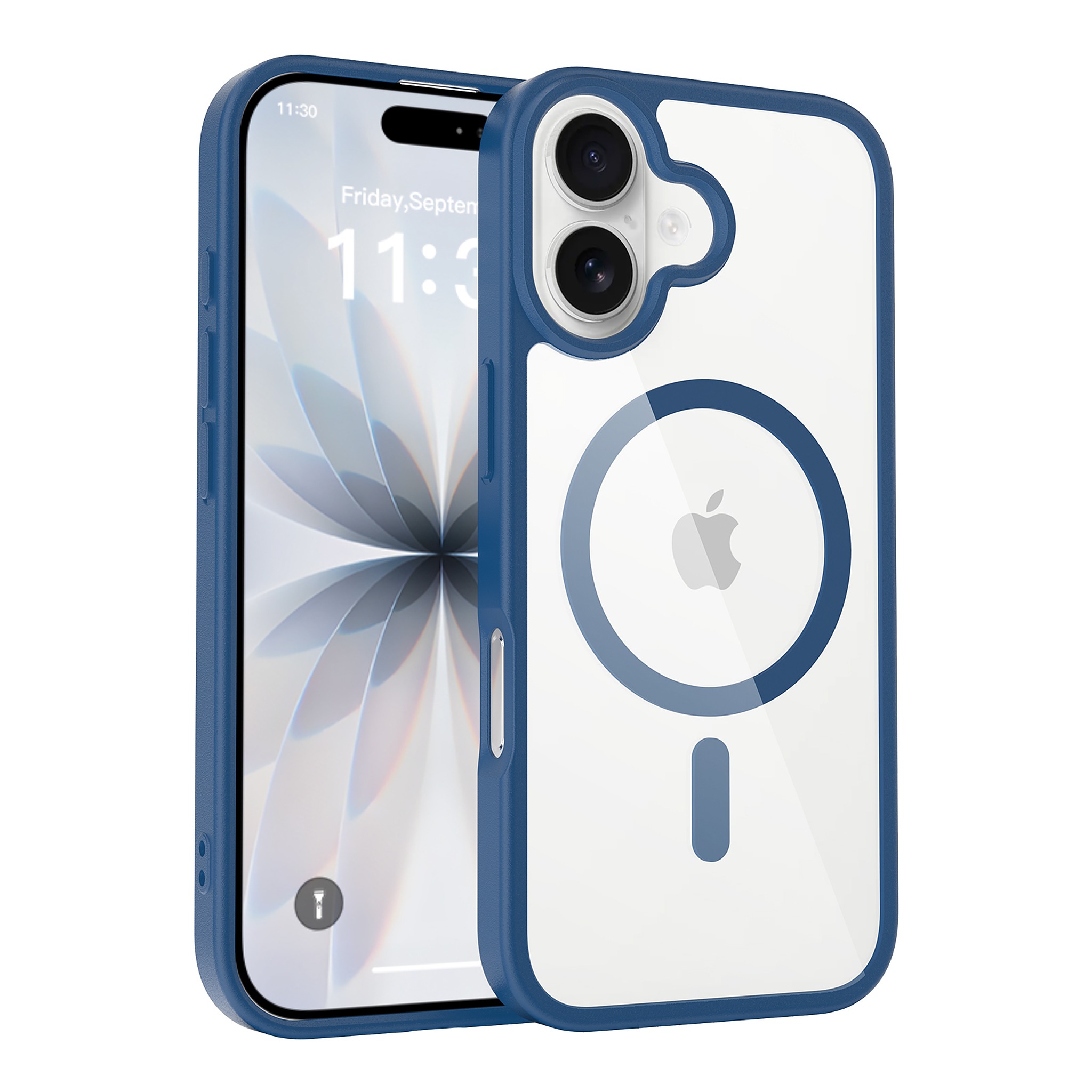 SendaFit Clear Two-in-One MagSafe Case for iPhone 17 (V2) (Orange Accent) - Royal Blue