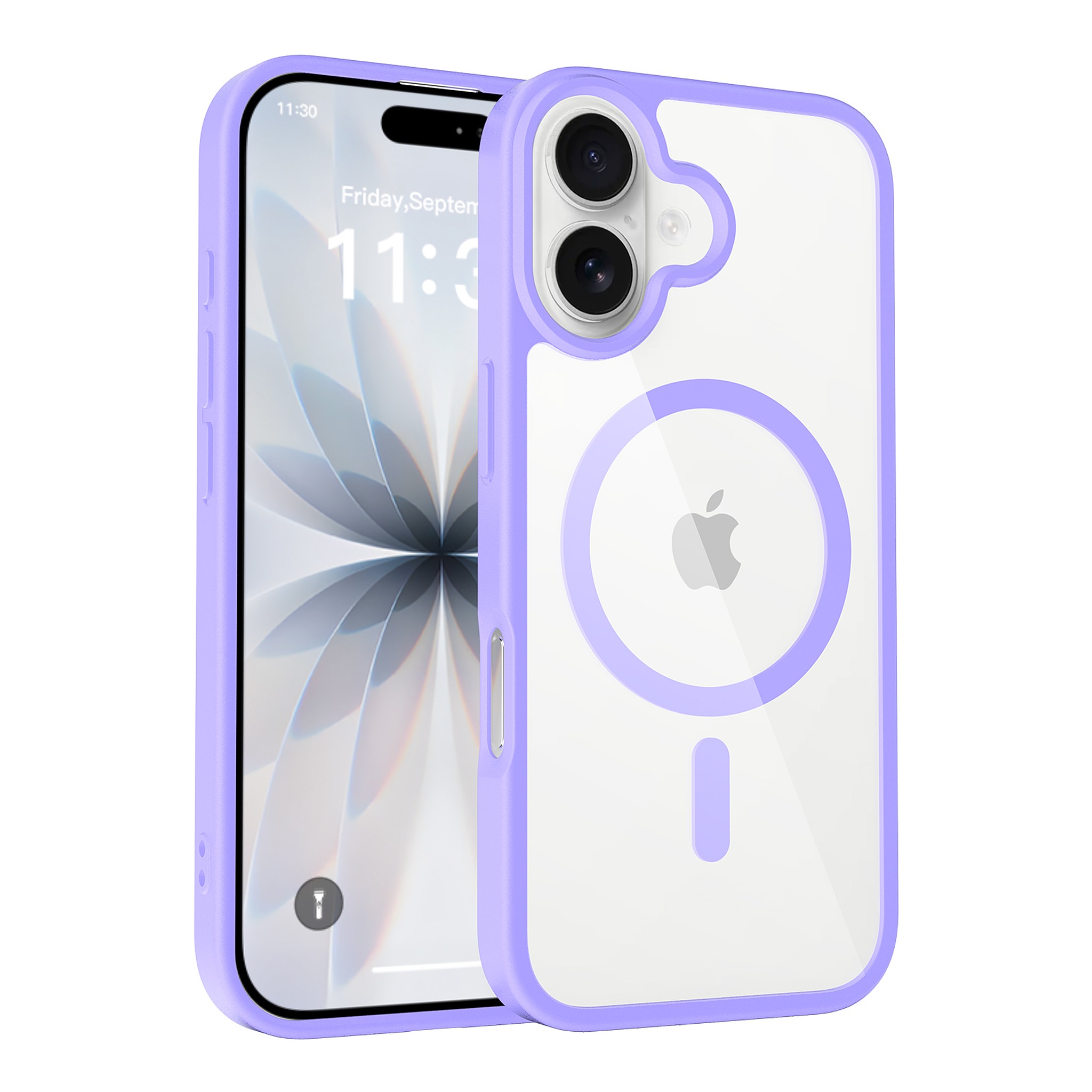 SendaFit Clear Two-in-One MagSafe Case for iPhone 17 (V2) (Orange Accent) - Light Purple