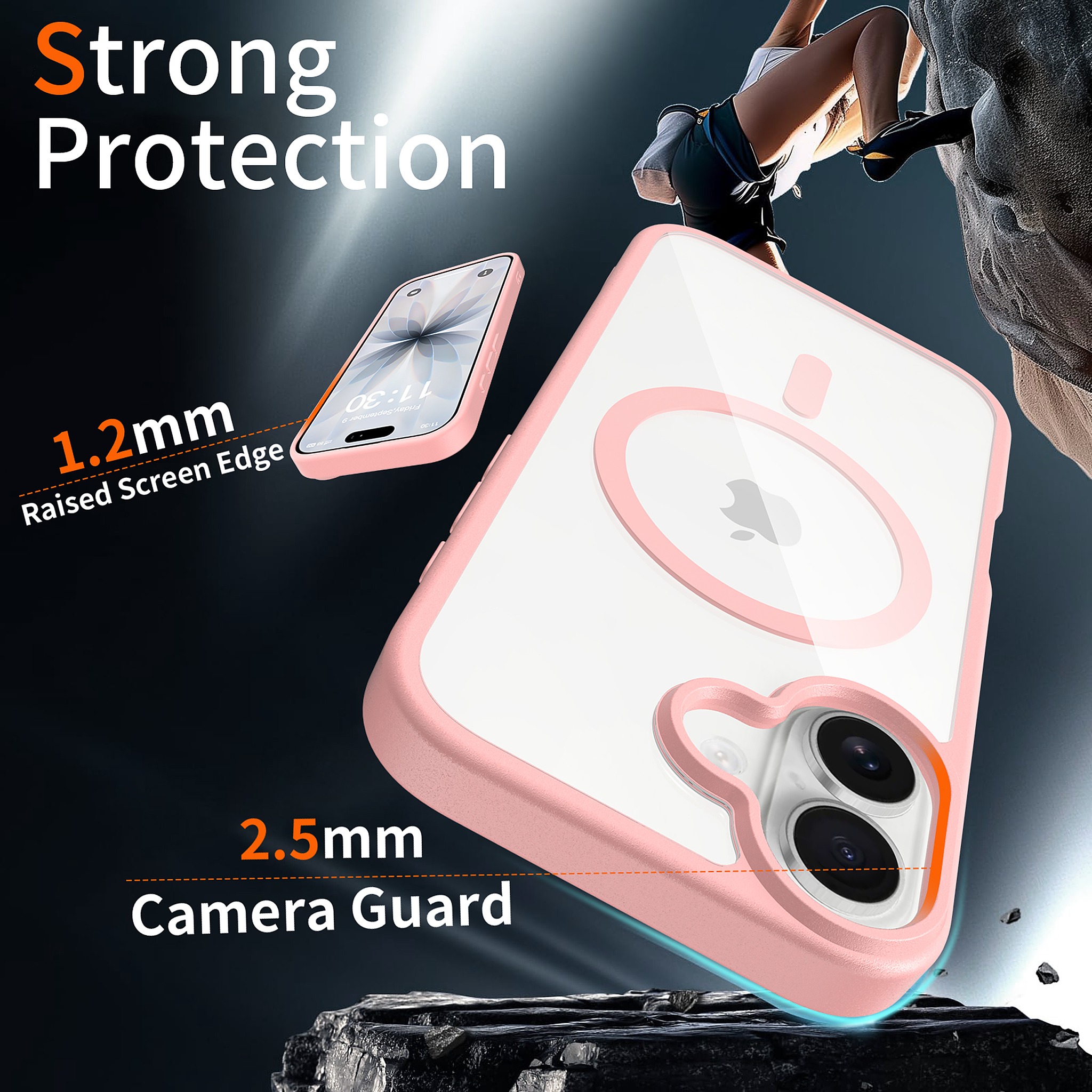 SendaFit Clear Two-in-One MagSafe Case for iPhone 17 (V2) (Orange Accent) detail 1