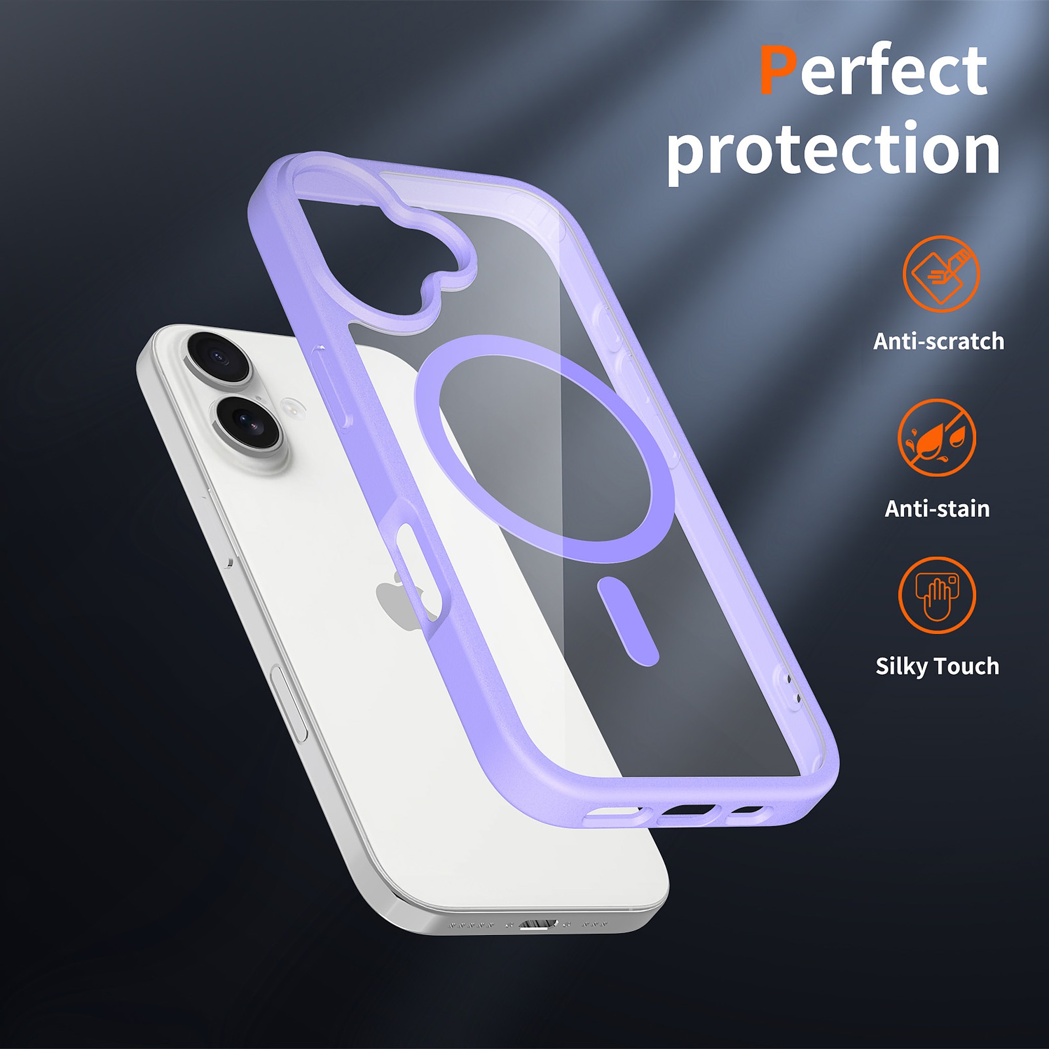 SendaFit Clear Two-in-One MagSafe Case for iPhone 17 (V2) (Orange Accent) detail 10