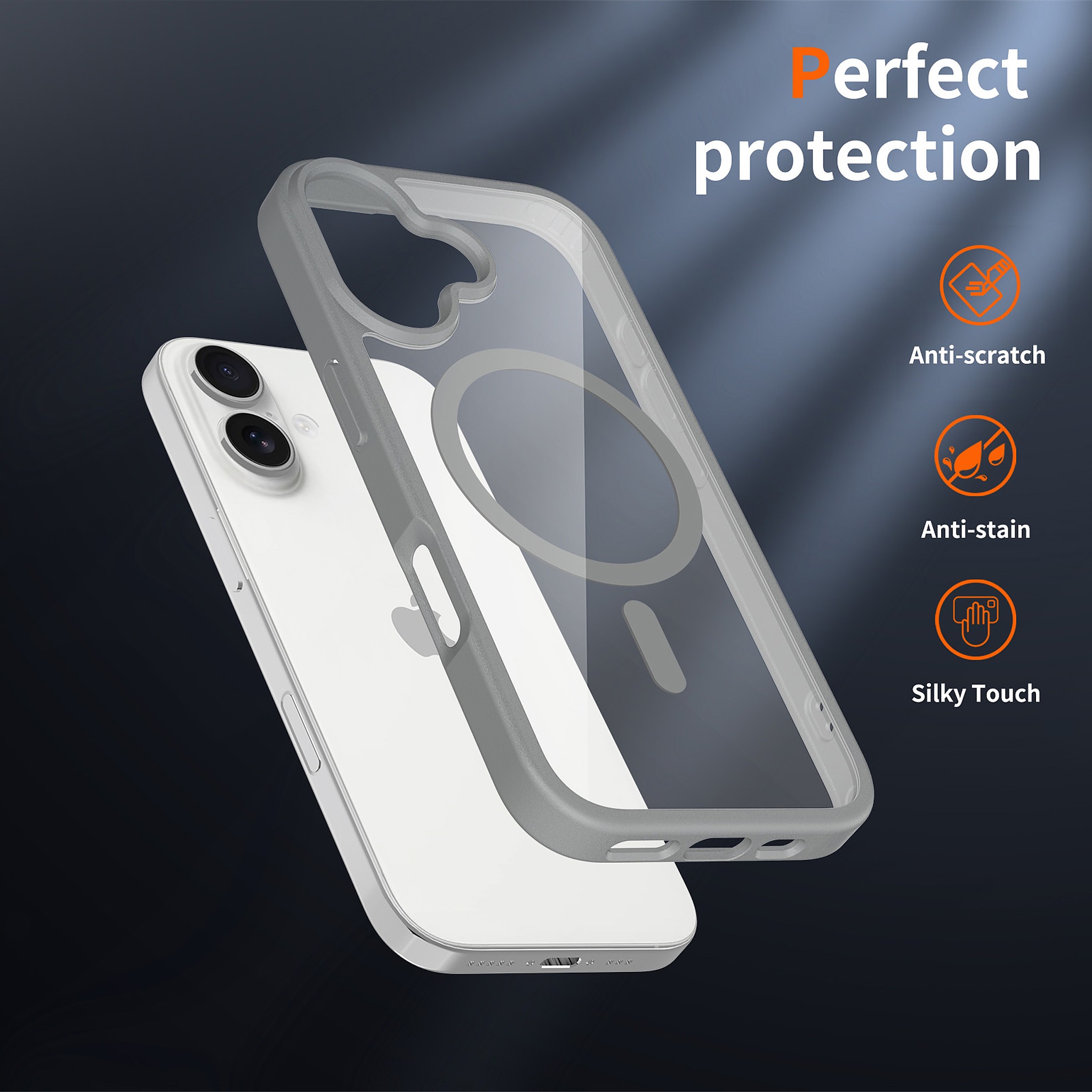 SendaFit Clear Two-in-One MagSafe Case for iPhone 17 (V2) (Orange Accent) detail 11