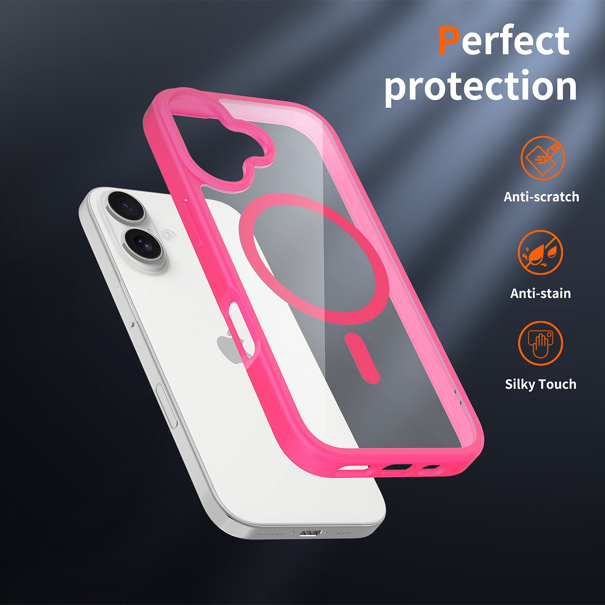 SendaFit Clear Two-in-One MagSafe Case for iPhone 17 (V2) (Orange Accent) detail 12