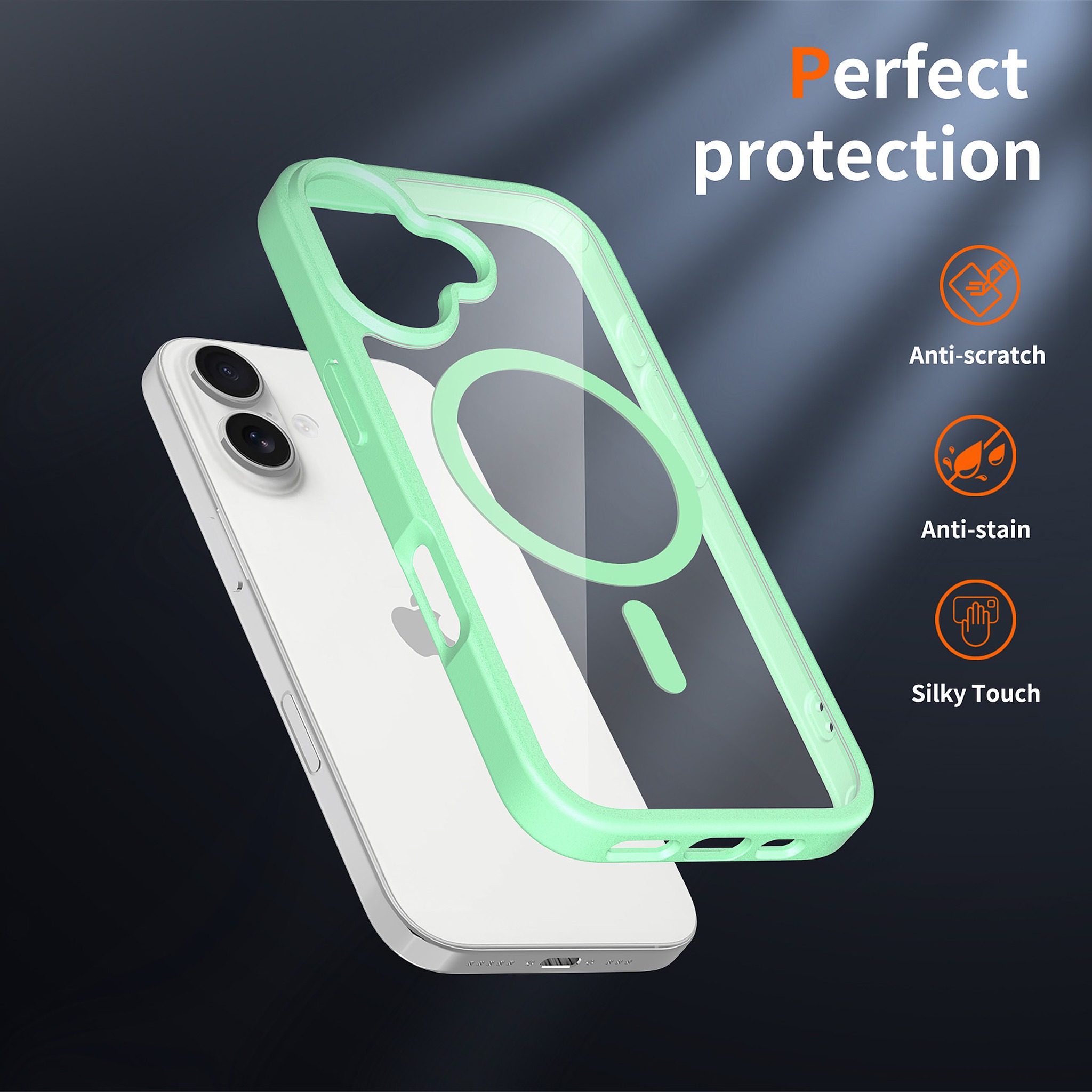 SendaFit Clear Two-in-One MagSafe Case for iPhone 17 (V2) (Orange Accent) detail 13