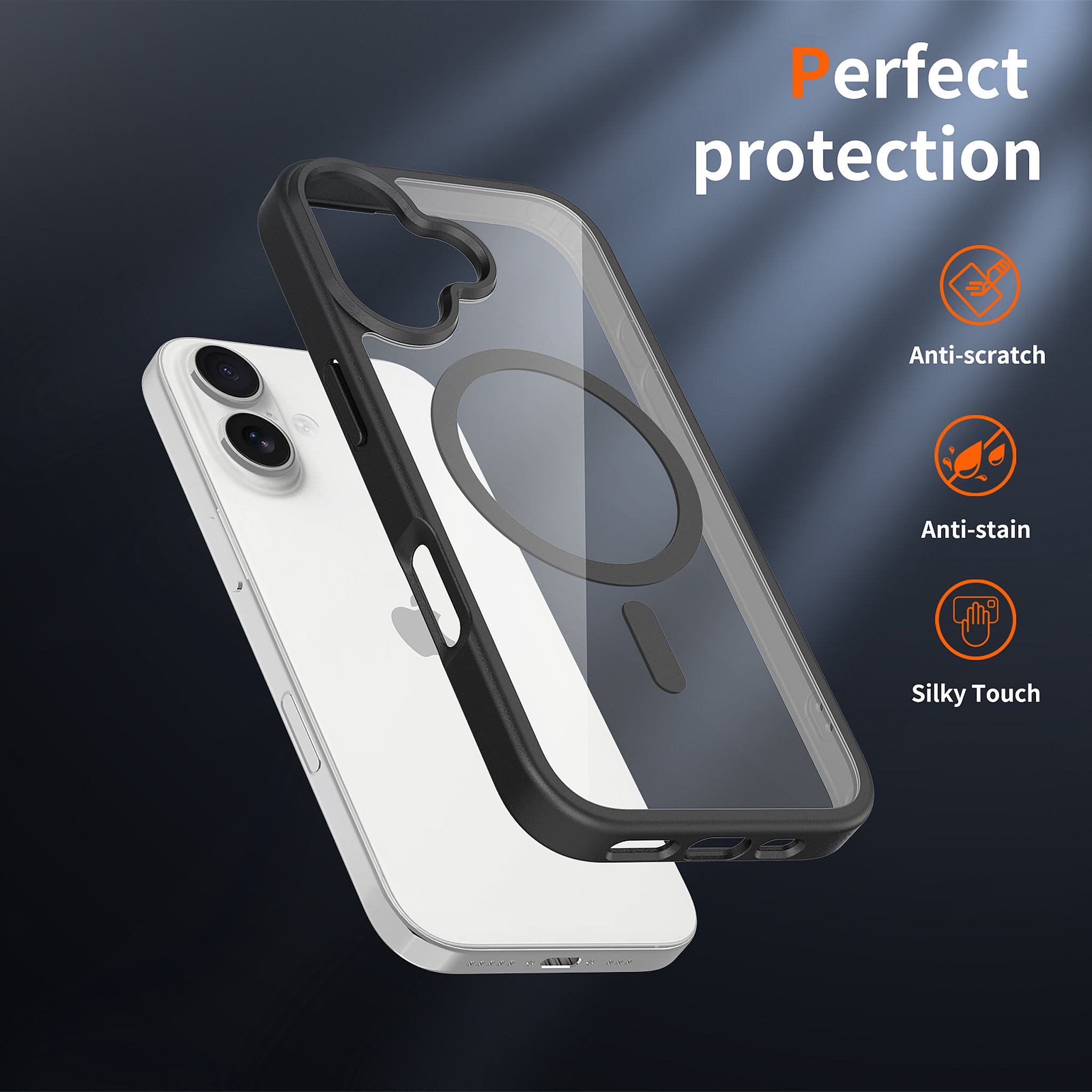 SendaFit Clear Two-in-One MagSafe Case for iPhone 17 (V2) (Orange Accent) detail 14