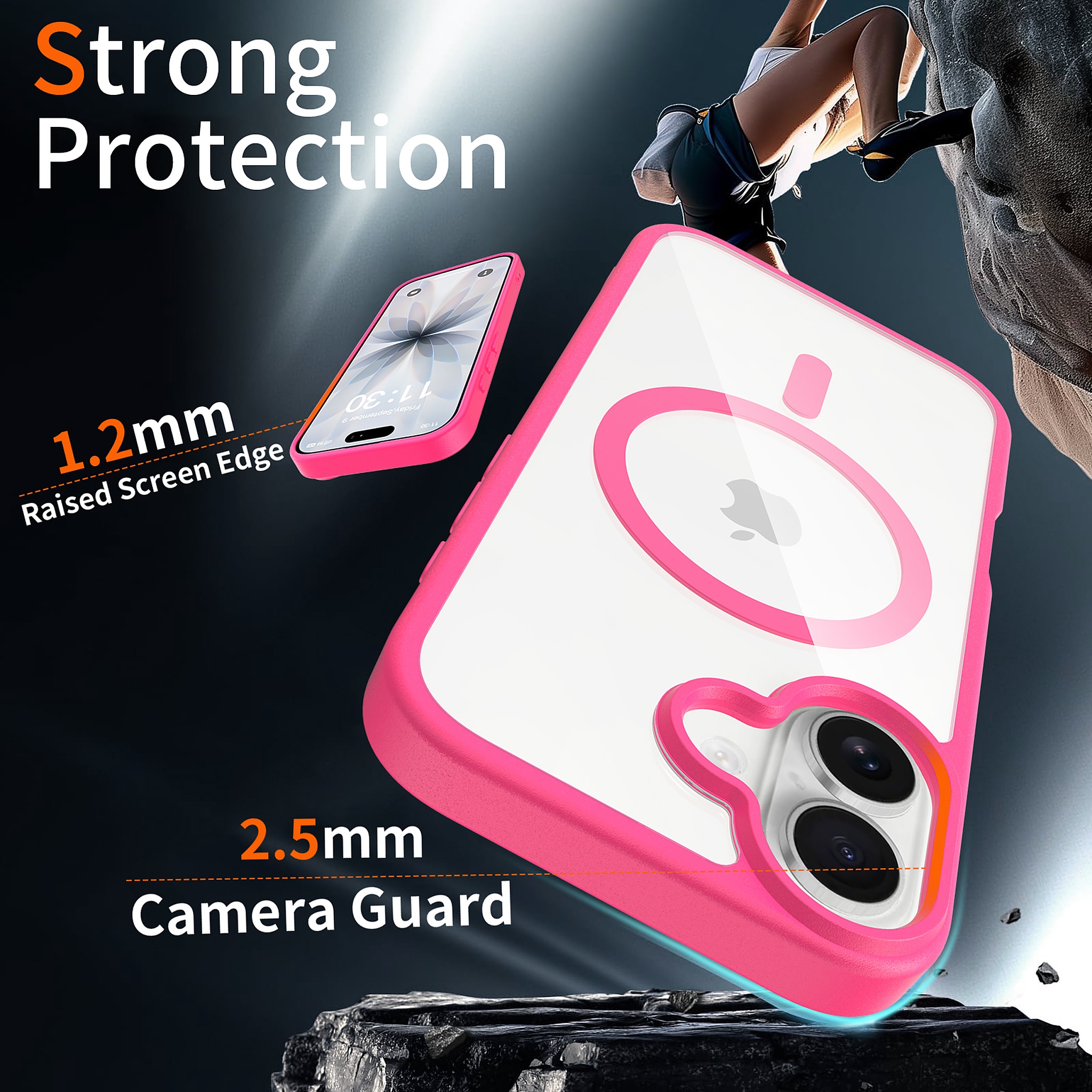 SendaFit Clear Two-in-One MagSafe Case for iPhone 17 (V2) (Orange Accent) detail 2