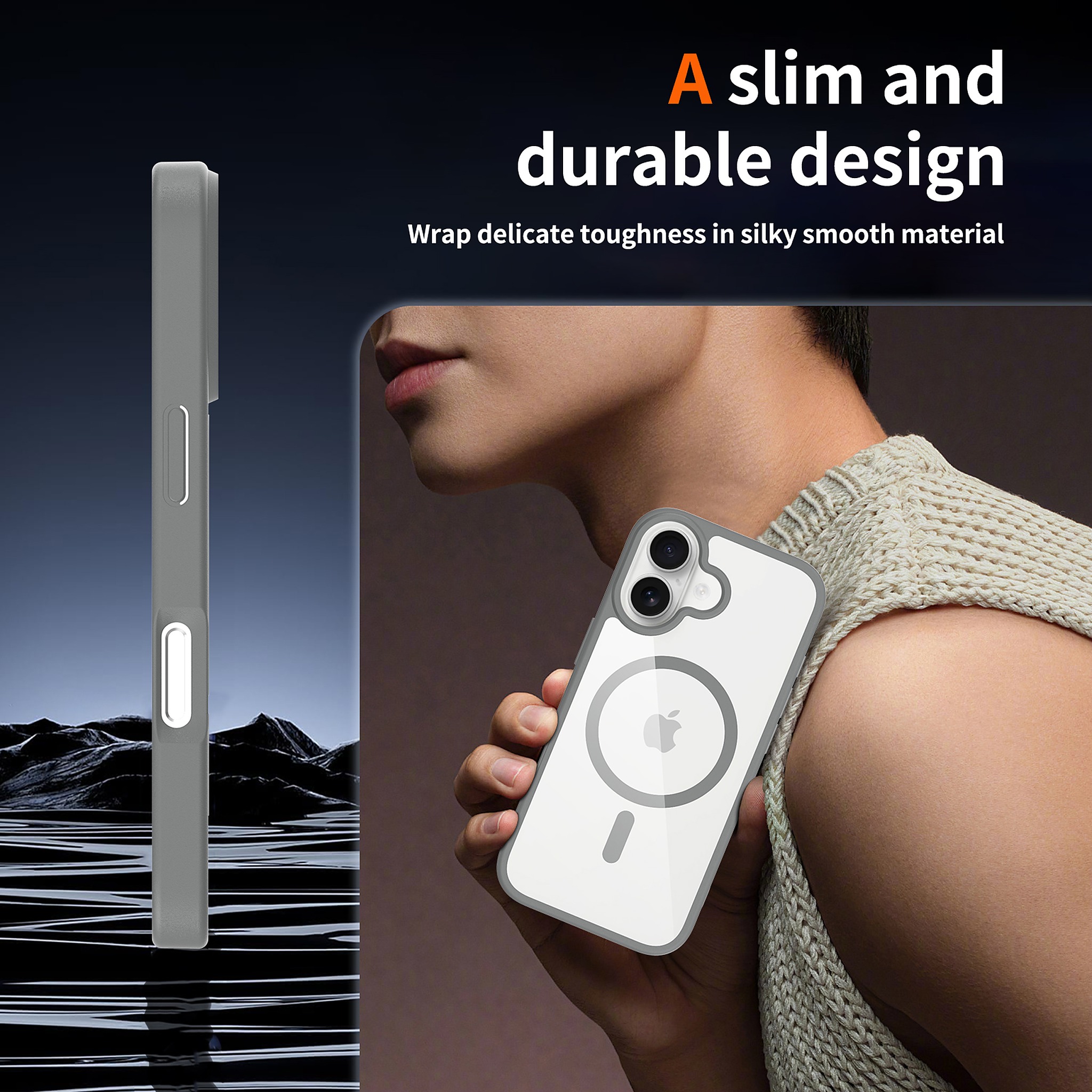 SendaFit Clear Two-in-One MagSafe Case for iPhone 17 (V2) (Orange Accent) detail 21