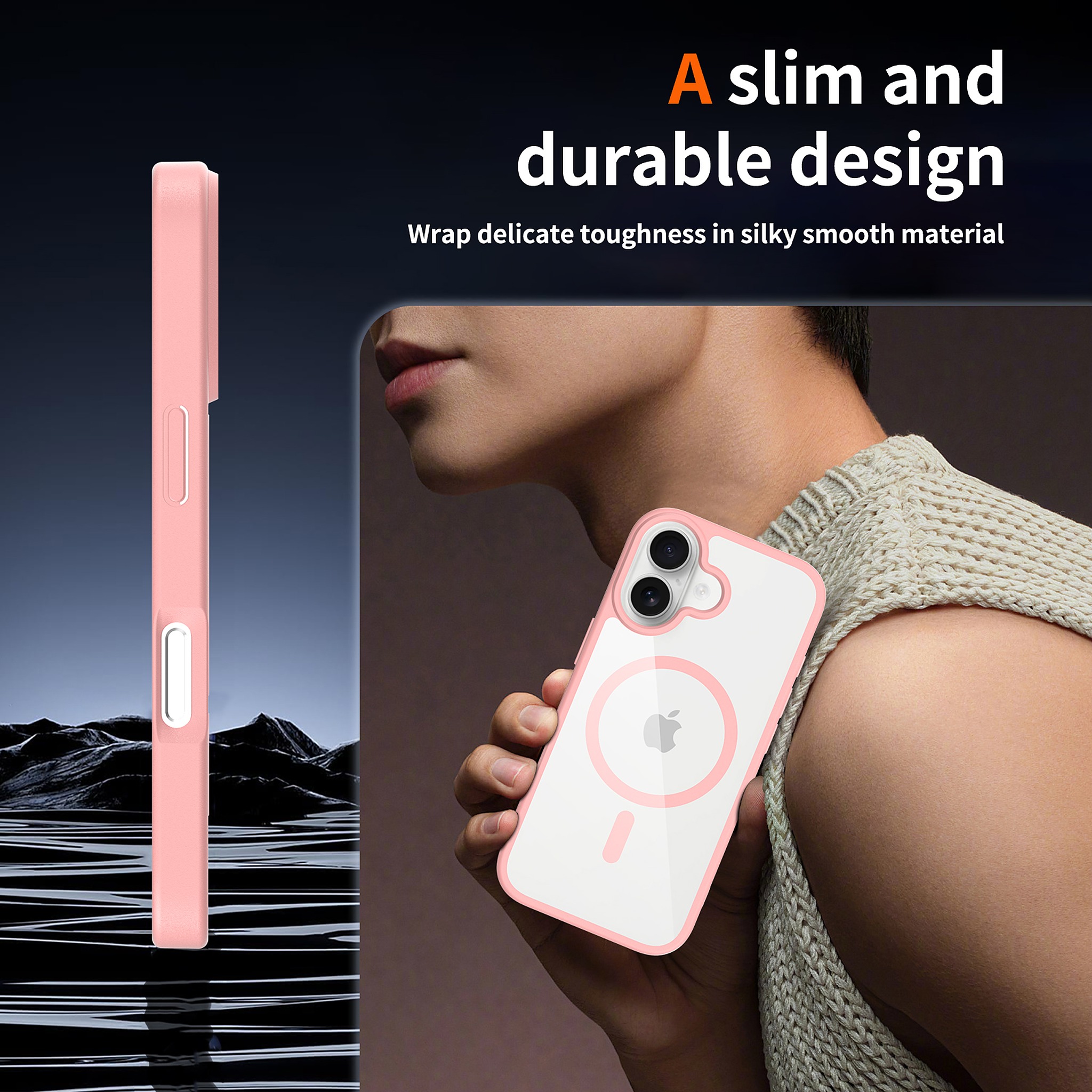 SendaFit Clear Two-in-One MagSafe Case for iPhone 17 (V2) (Orange Accent) detail 22