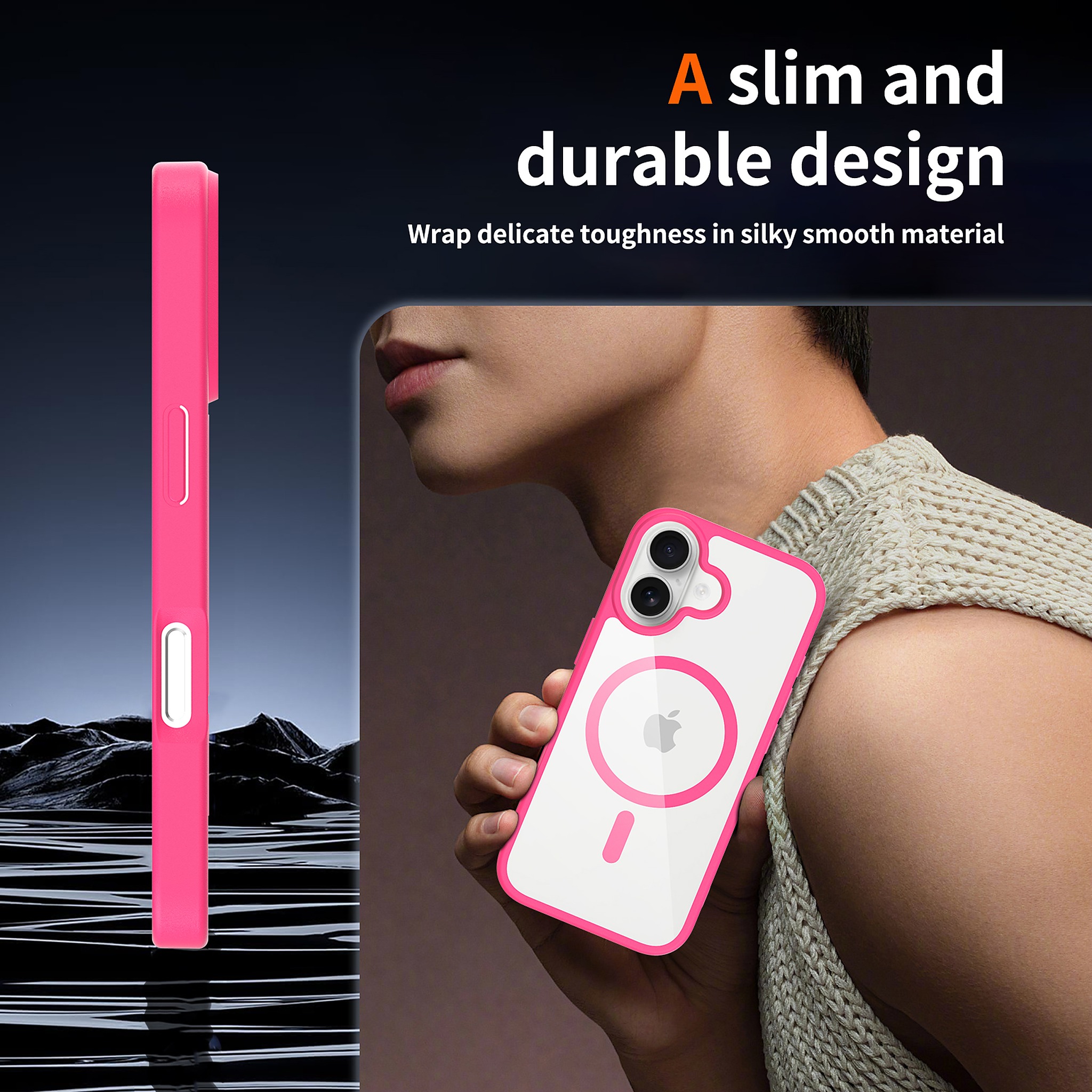 SendaFit Clear Two-in-One MagSafe Case for iPhone 17 (V2) (Orange Accent) detail 23