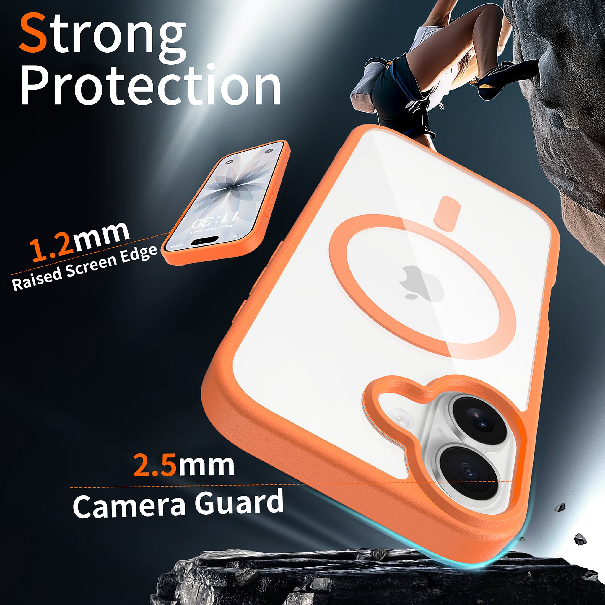 SendaFit Clear Two-in-One MagSafe Case for iPhone 17 (V2) (Orange Accent) detail 27