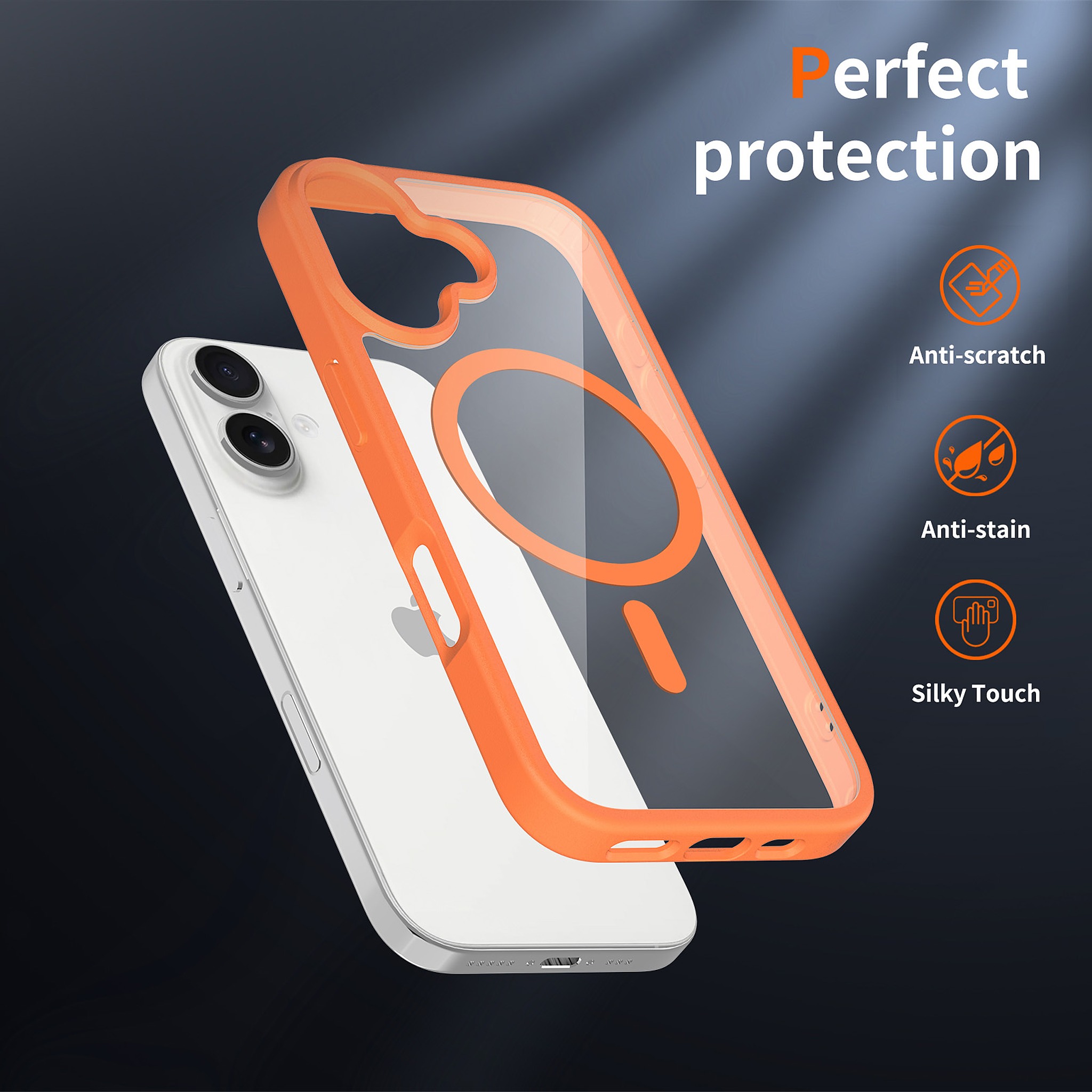 SendaFit Clear Two-in-One MagSafe Case for iPhone 17 (V2) (Orange Accent) detail 29