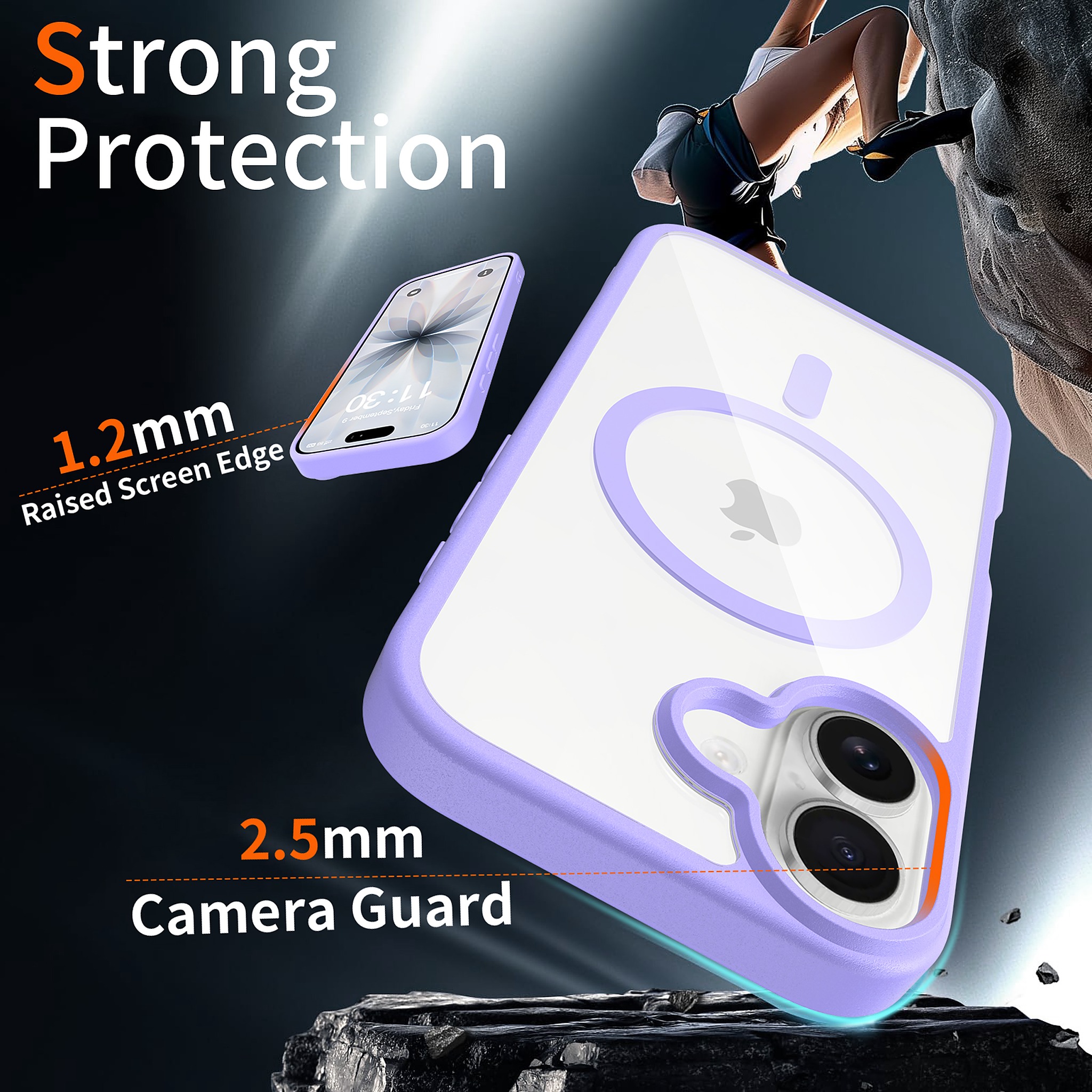 SendaFit Clear Two-in-One MagSafe Case for iPhone 17 (V2) (Orange Accent) detail 3