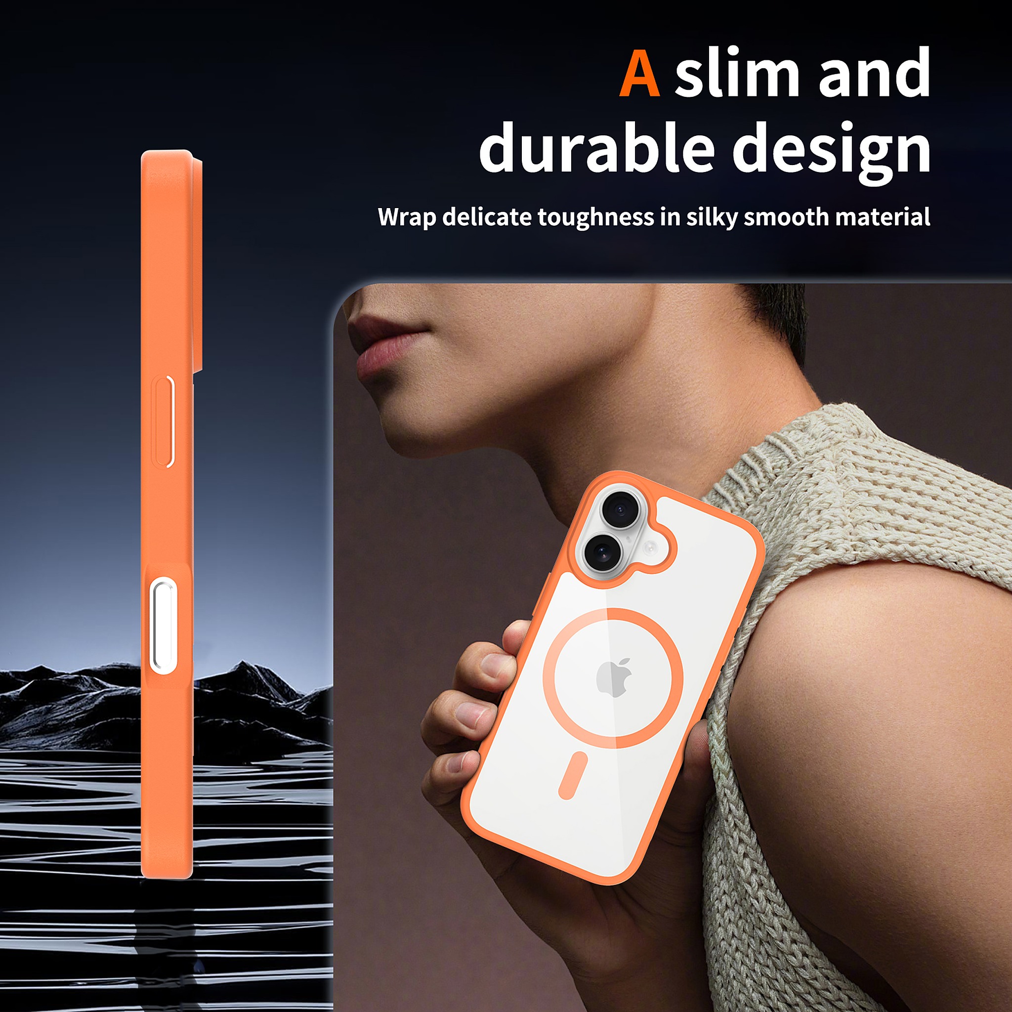 SendaFit Clear Two-in-One MagSafe Case for iPhone 17 (V2) (Orange Accent) detail 30