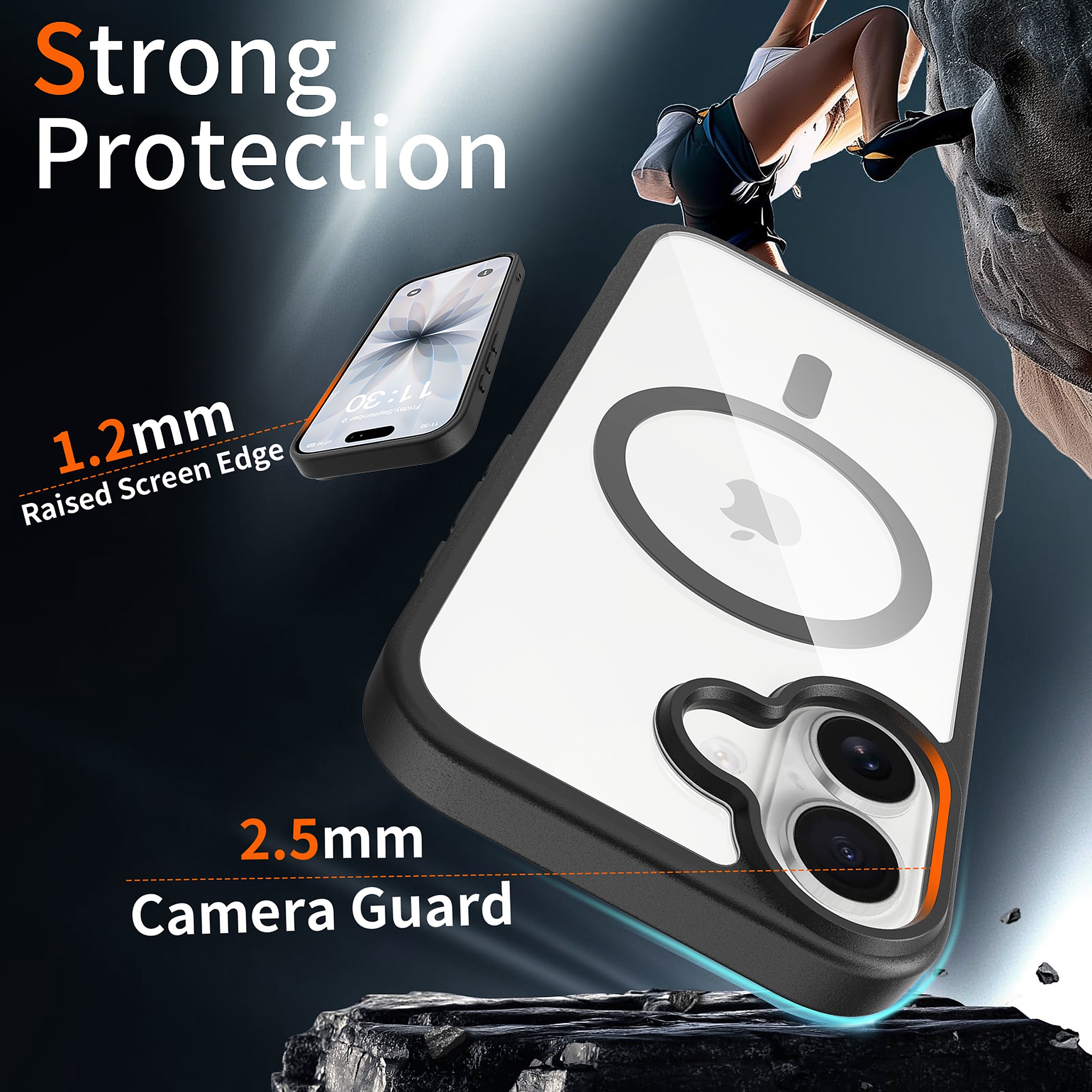 SendaFit Clear Two-in-One MagSafe Case for iPhone 17 (V2) (Orange Accent) detail 31