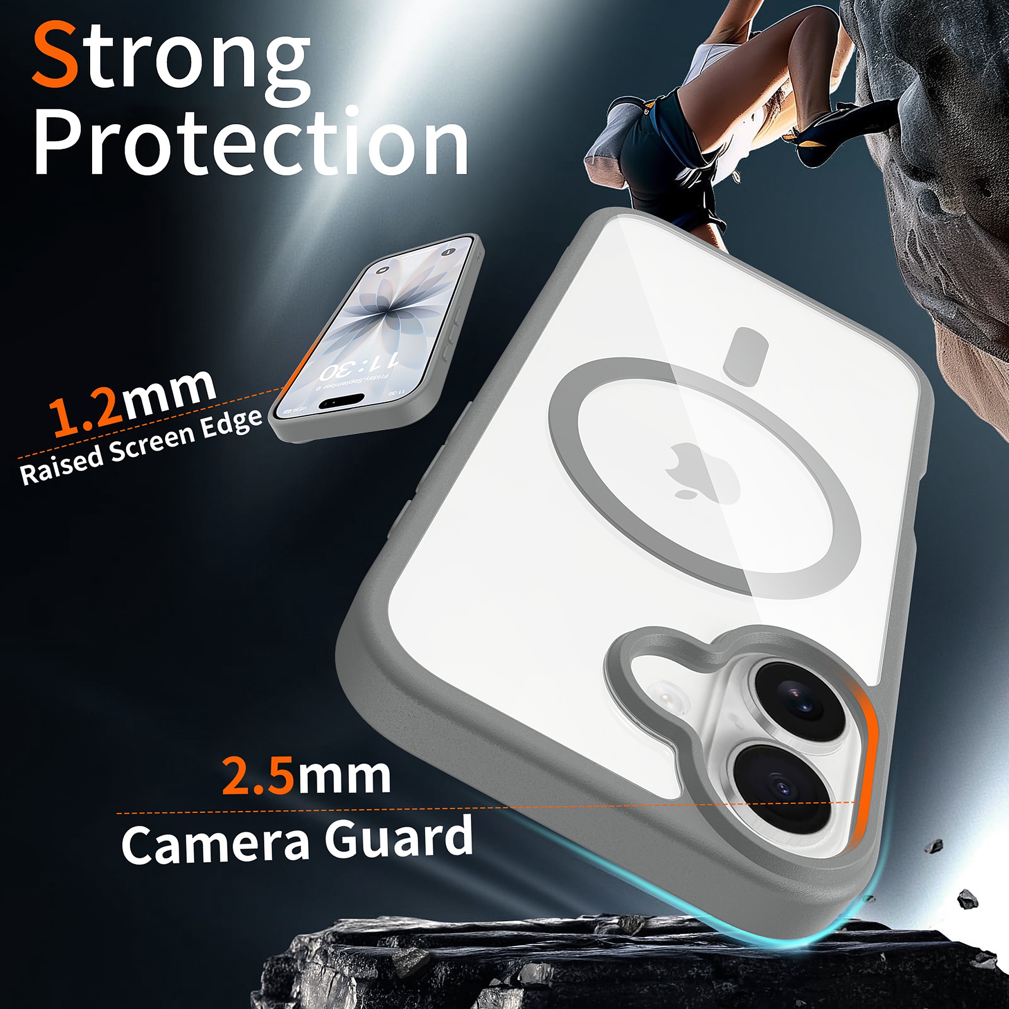 SendaFit Clear Two-in-One MagSafe Case for iPhone 17 (V2) (Orange Accent) detail 32