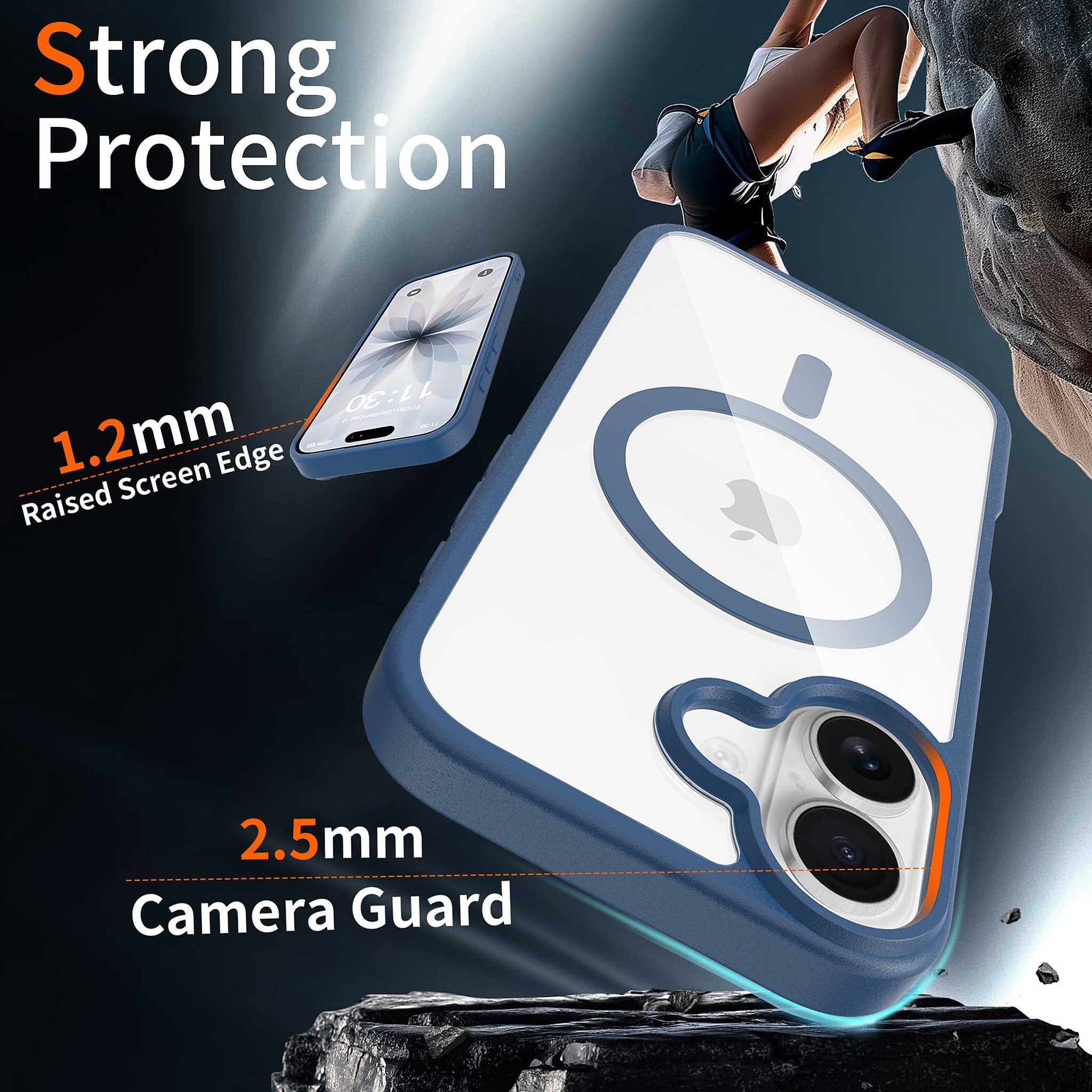 SendaFit Clear Two-in-One MagSafe Case for iPhone 17 (V2) (Orange Accent) detail 4