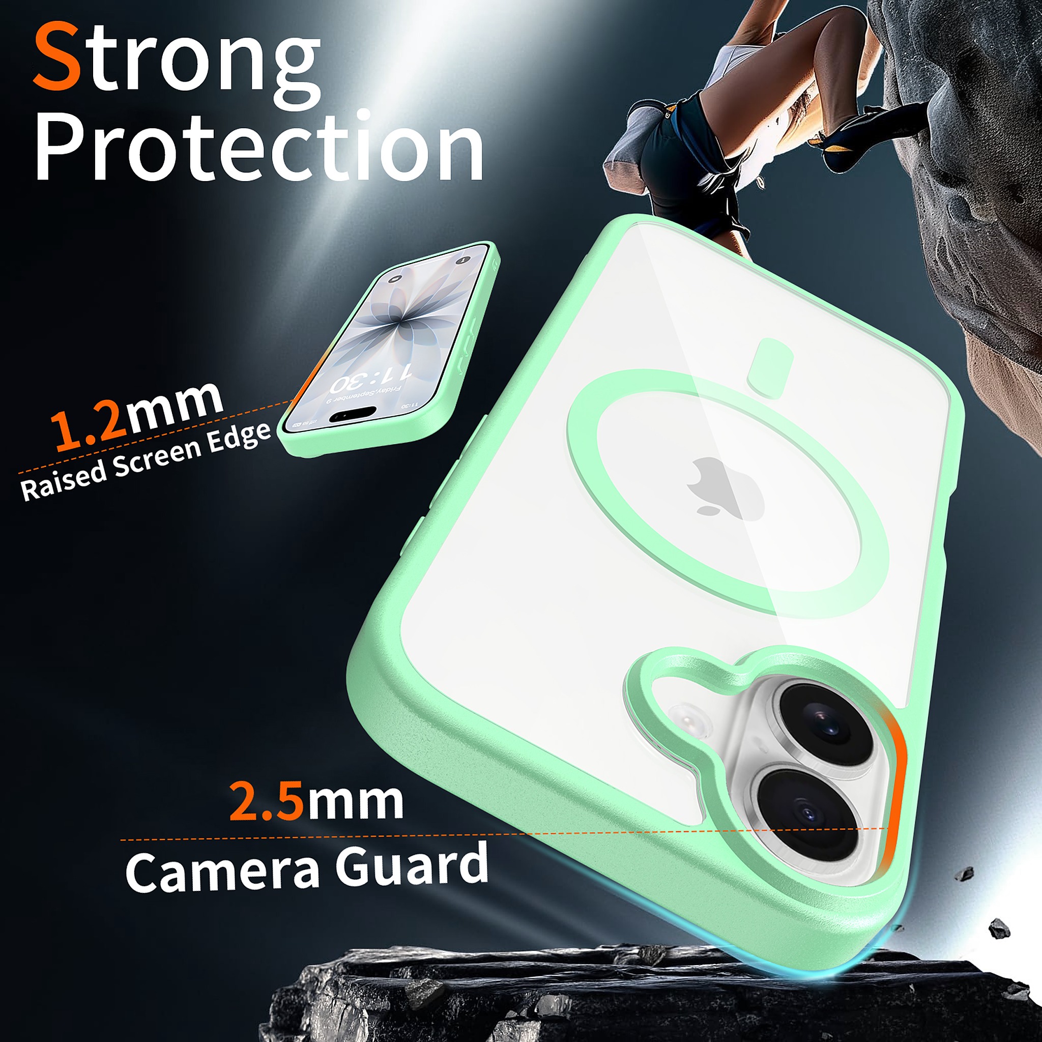 SendaFit Clear Two-in-One MagSafe Case for iPhone 17 (V2) (Orange Accent) detail 5