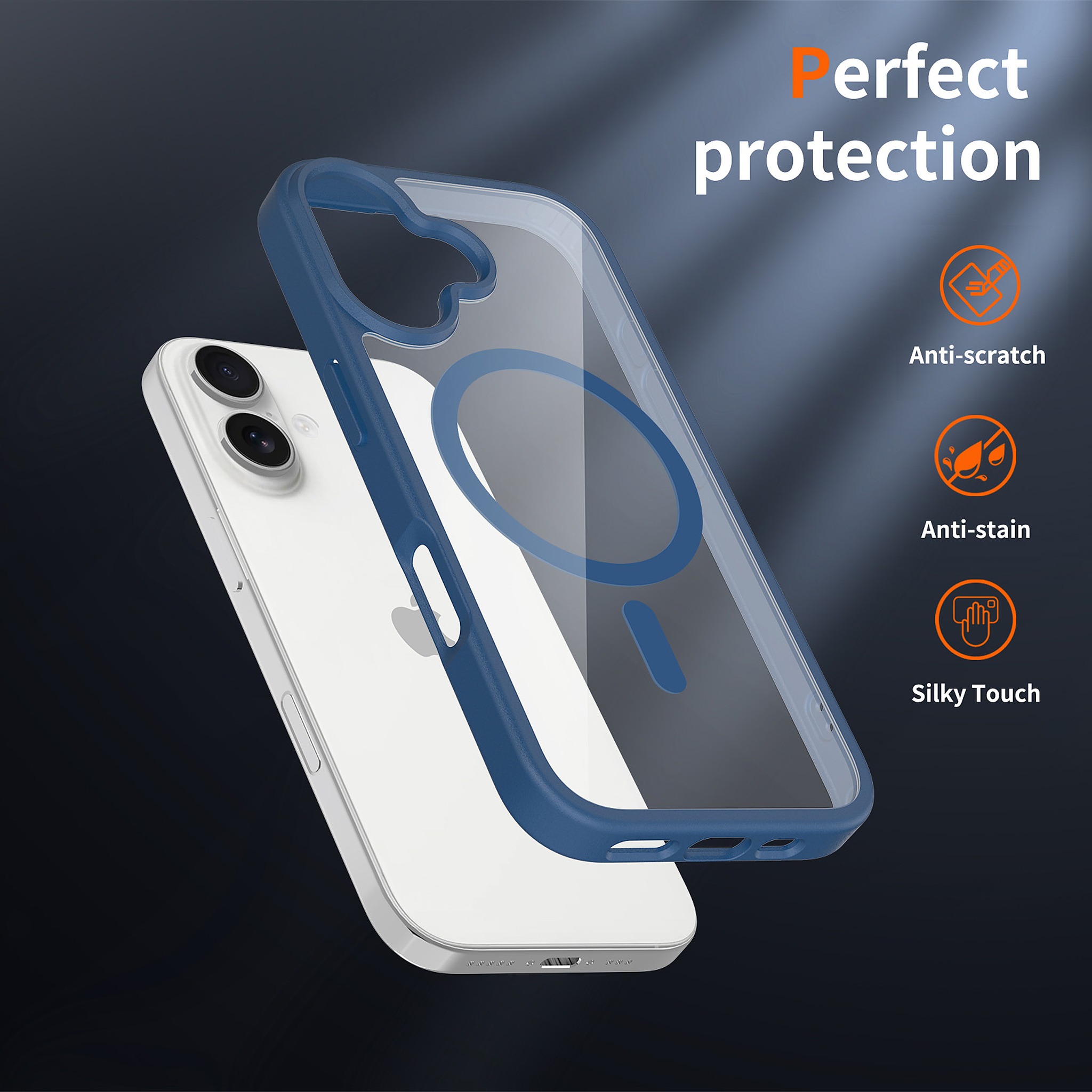 SendaFit Clear Two-in-One MagSafe Case for iPhone 17 (V2) (Orange Accent) detail 8