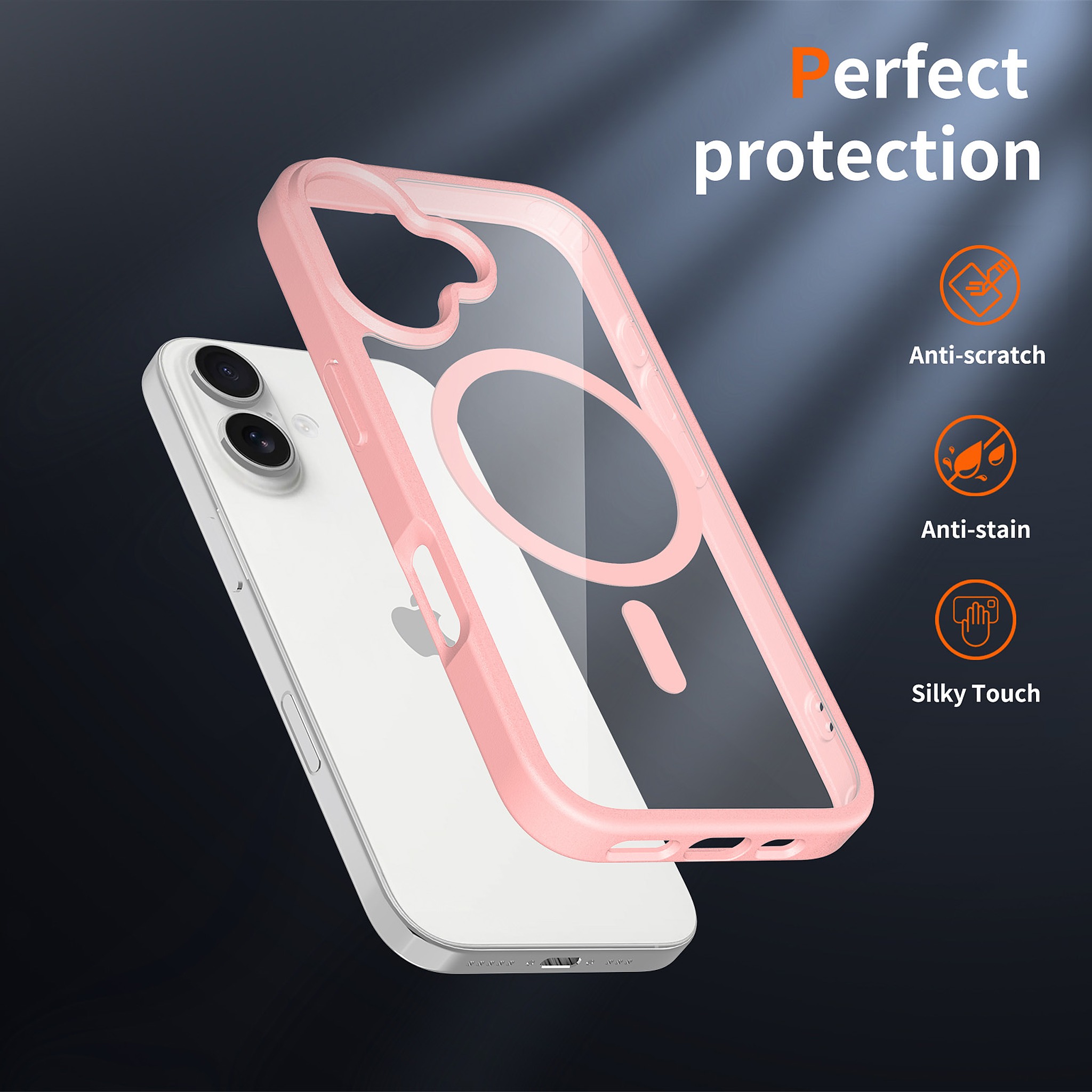 SendaFit Clear Two-in-One MagSafe Case for iPhone 17 (V2) (Orange Accent) detail 9
