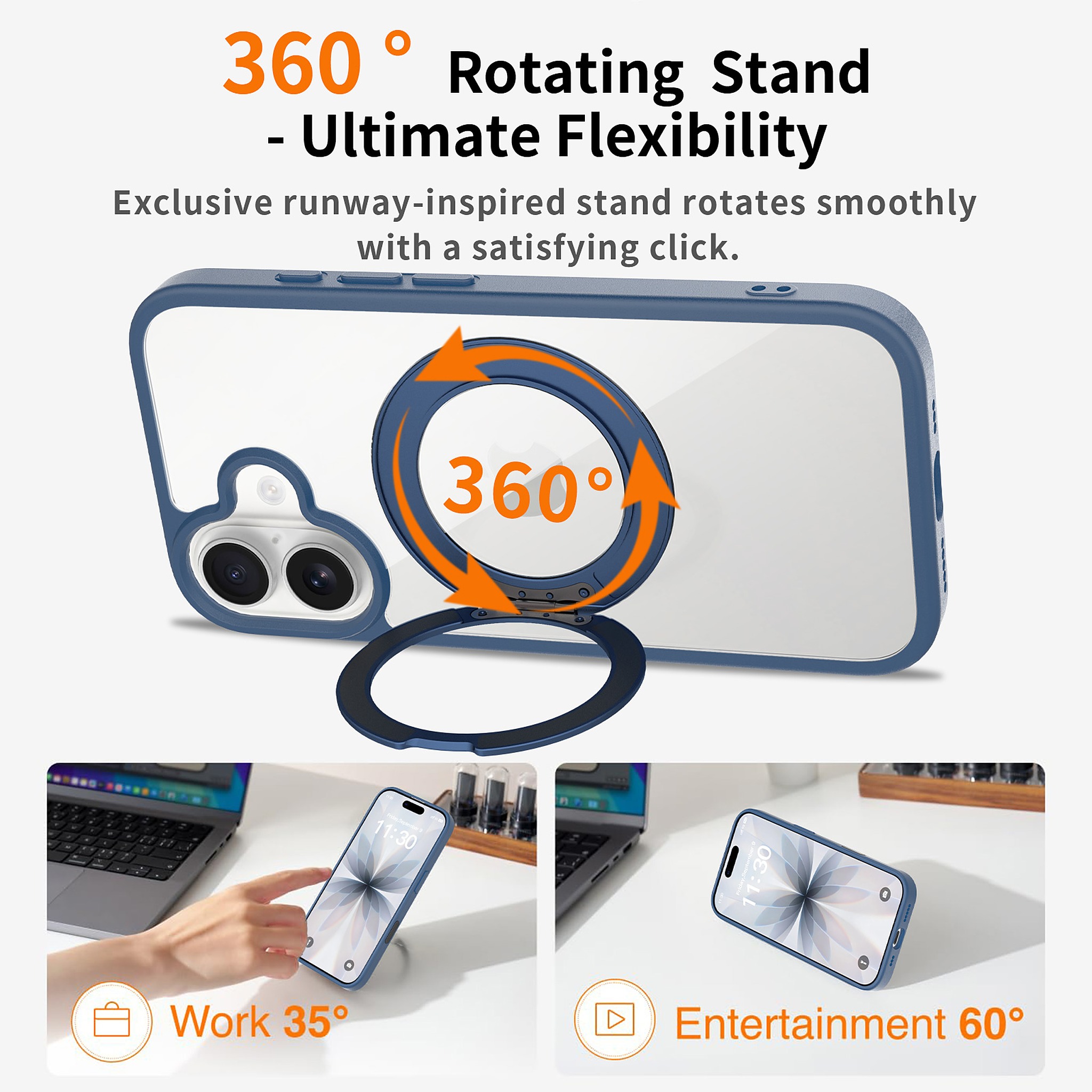 SendaFit Clear 360° Stand Camera-Button Case for iPhone 17 detail 15