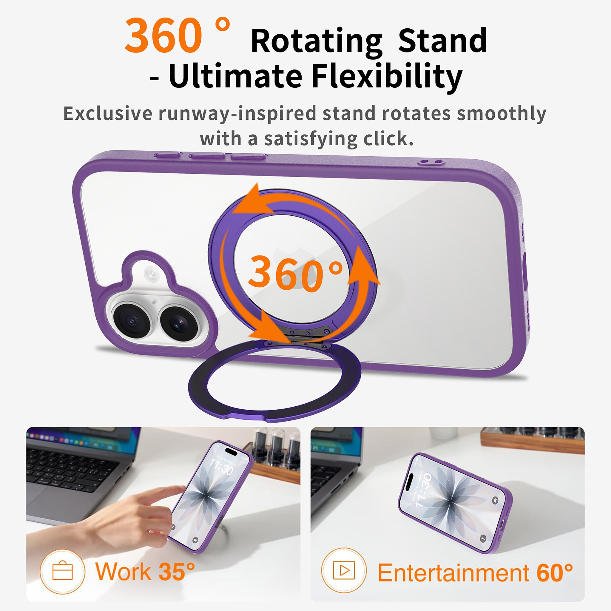SendaFit Clear 360° Stand Camera-Button Case for iPhone 17 detail 16