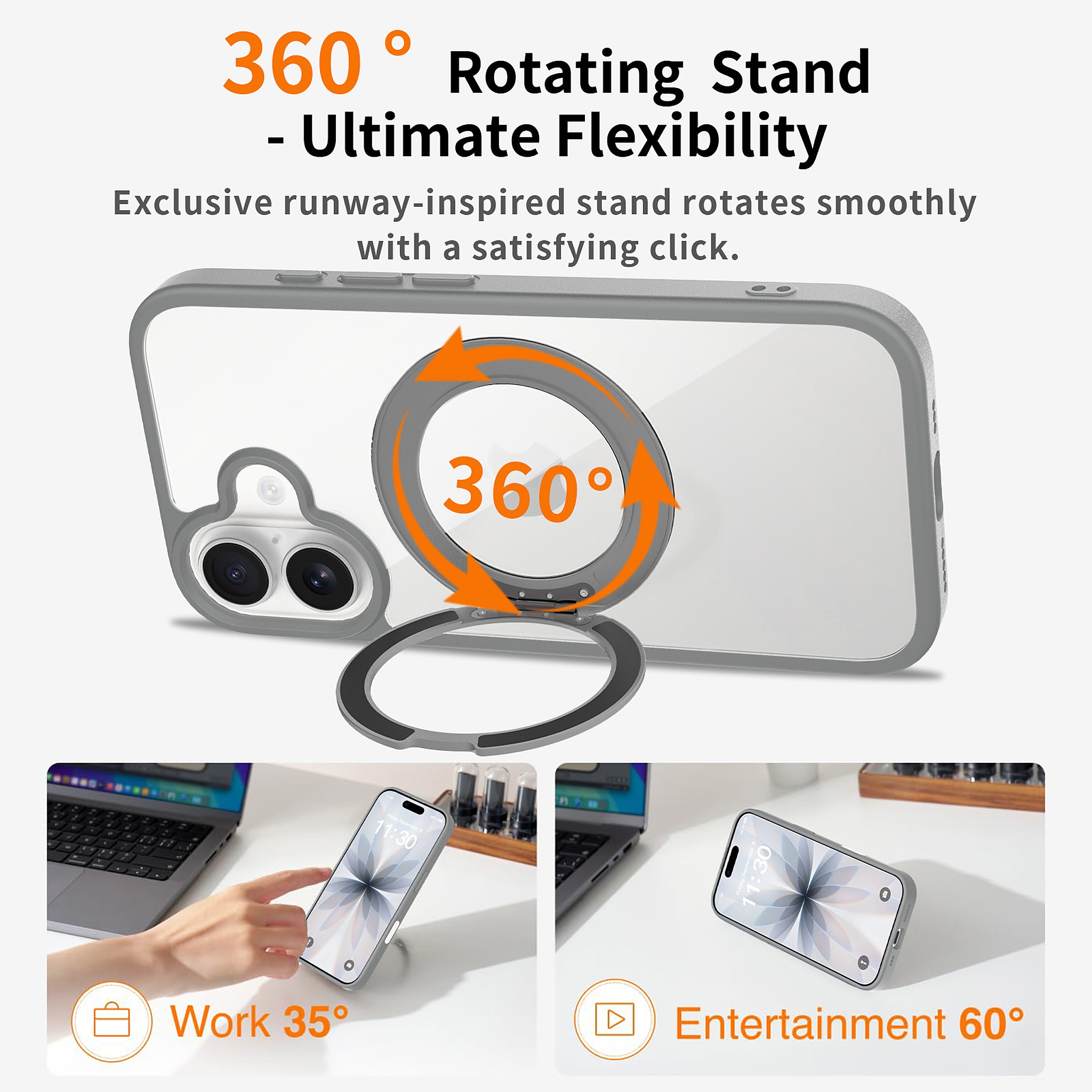 SendaFit Clear 360° Stand Camera-Button Case for iPhone 17 detail 17