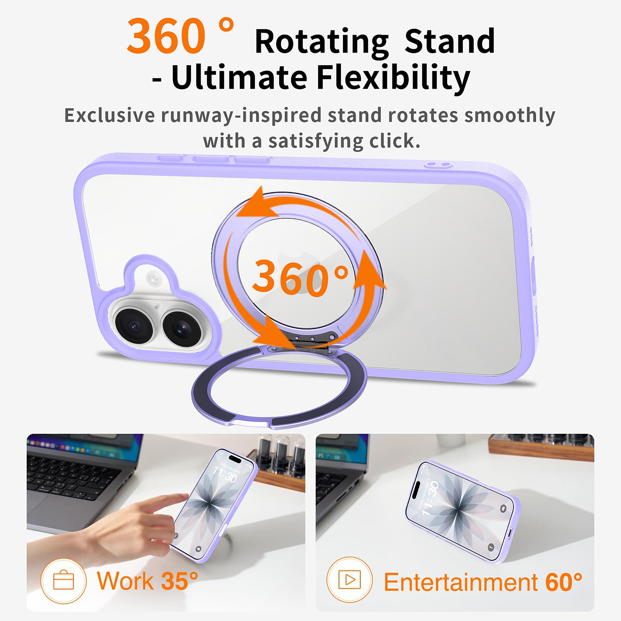 SendaFit Clear 360° Stand Camera-Button Case for iPhone 17 detail 18