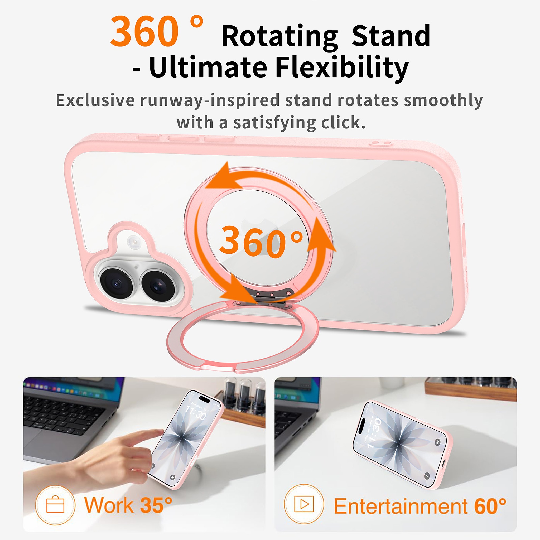 SendaFit Clear 360° Stand Camera-Button Case for iPhone 17 detail 19