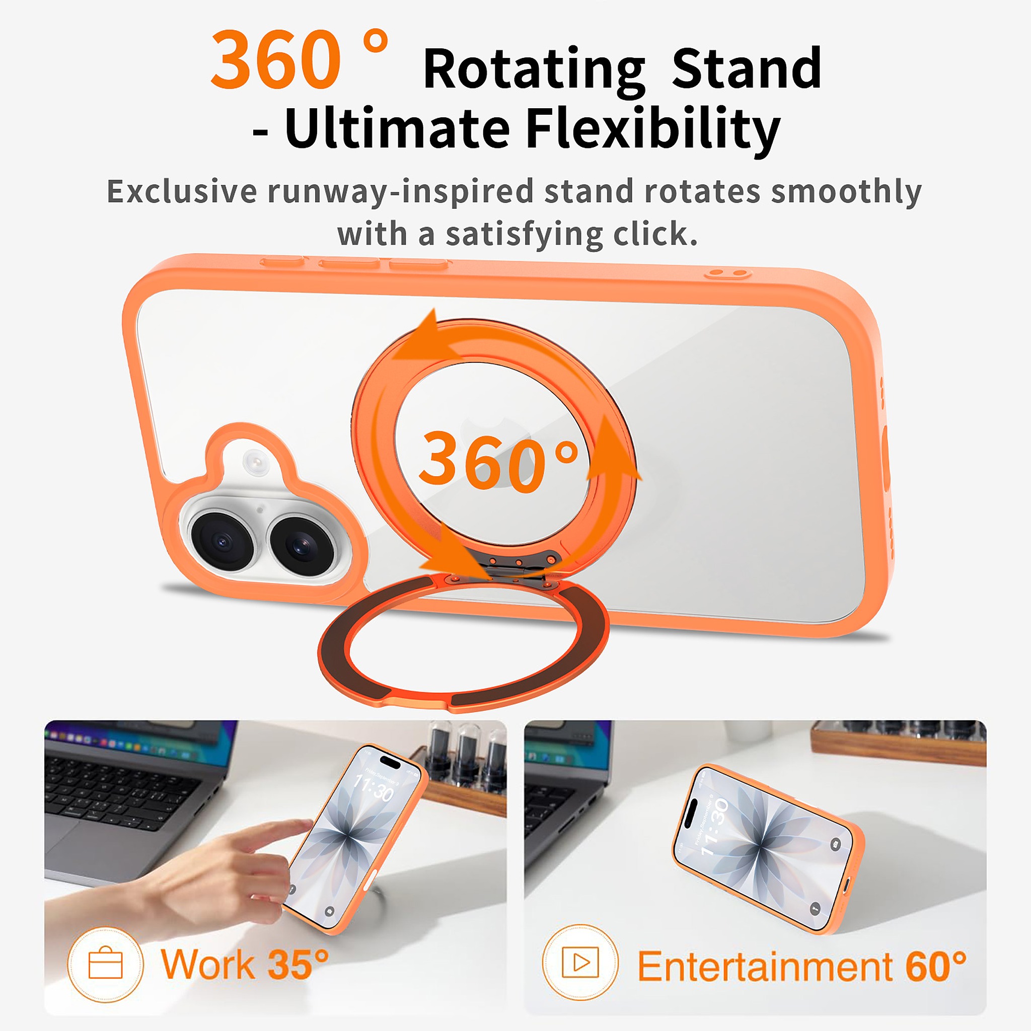 SendaFit Clear 360° Stand Camera-Button Case for iPhone 17 detail 20