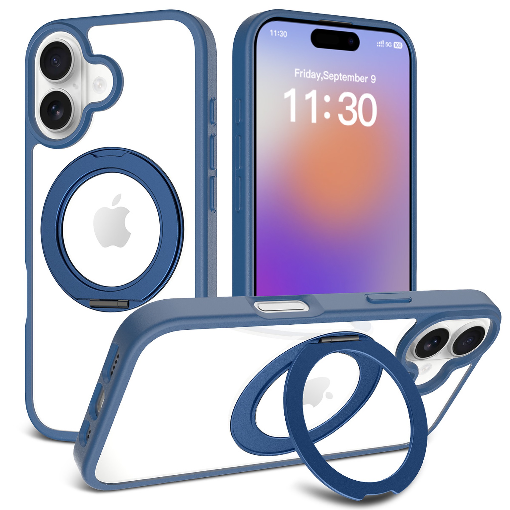 SendaFit Clear 360° Stand Case for iPhone 17 - Royal Blue