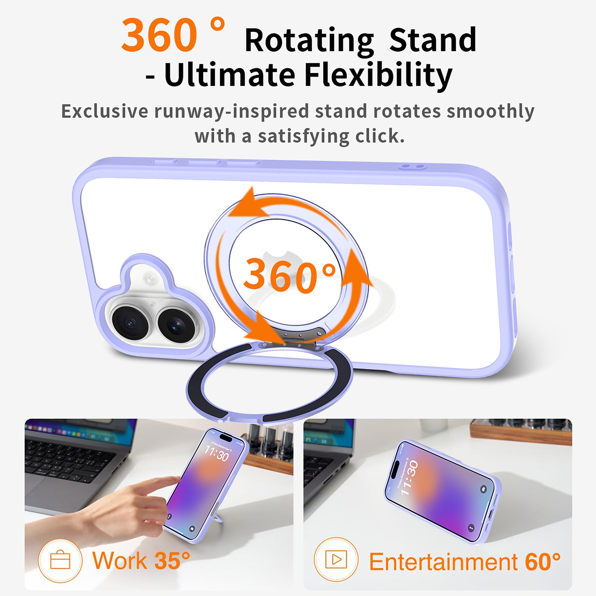 SendaFit Clear 360° Stand Case for iPhone 17 detail 13
