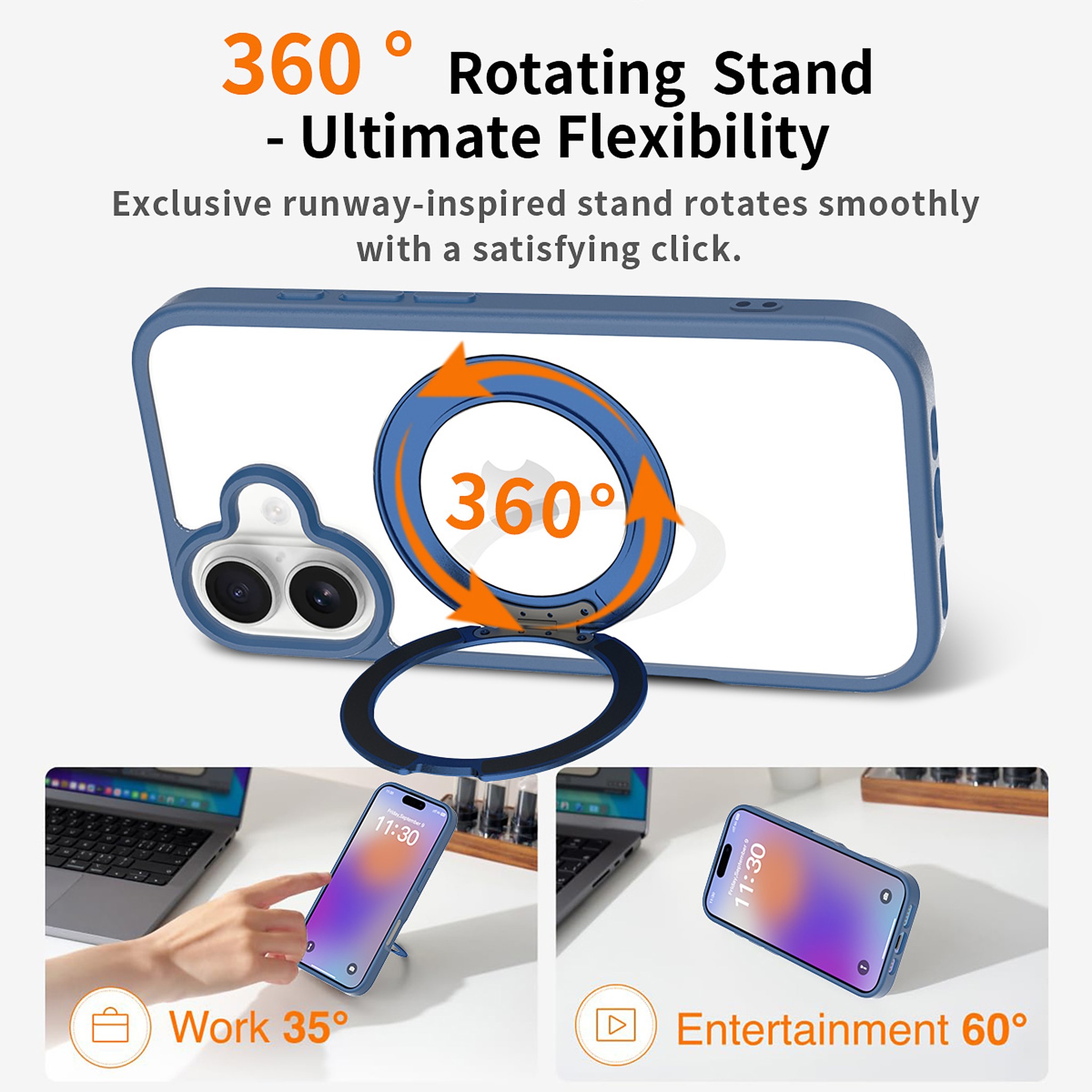 SendaFit Clear 360° Stand Case for iPhone 17 detail 19