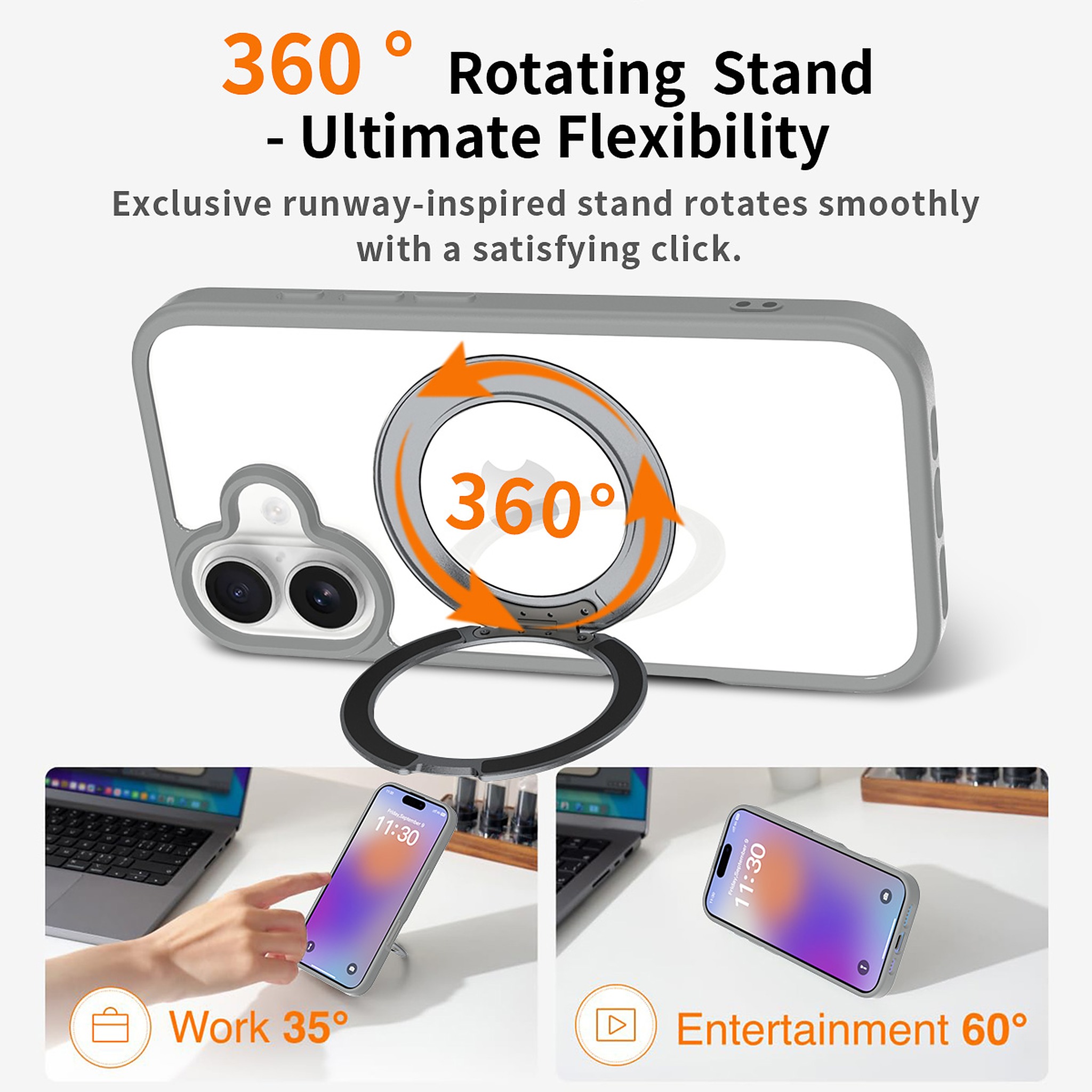 SendaFit Clear 360° Stand Case for iPhone 17 detail 24