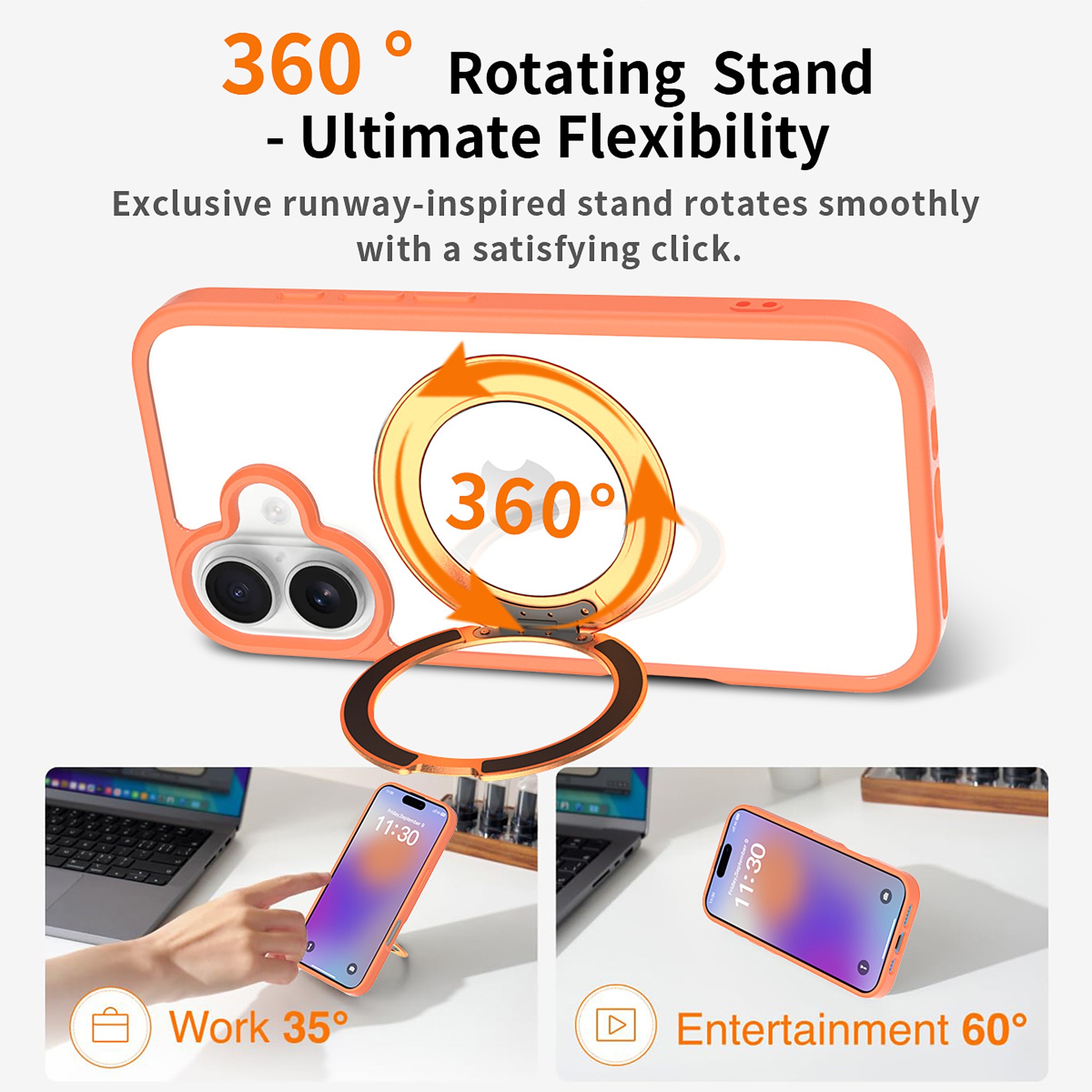 SendaFit Clear 360° Stand Case for iPhone 17 detail 3