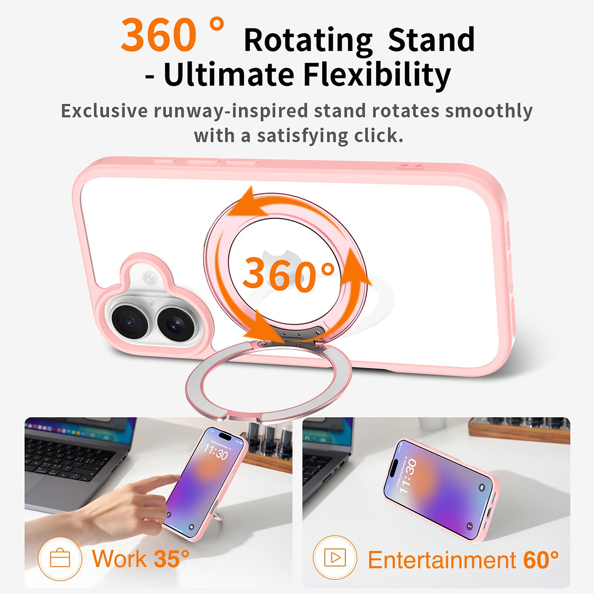 SendaFit Clear 360° Stand Case for iPhone 17 detail 30