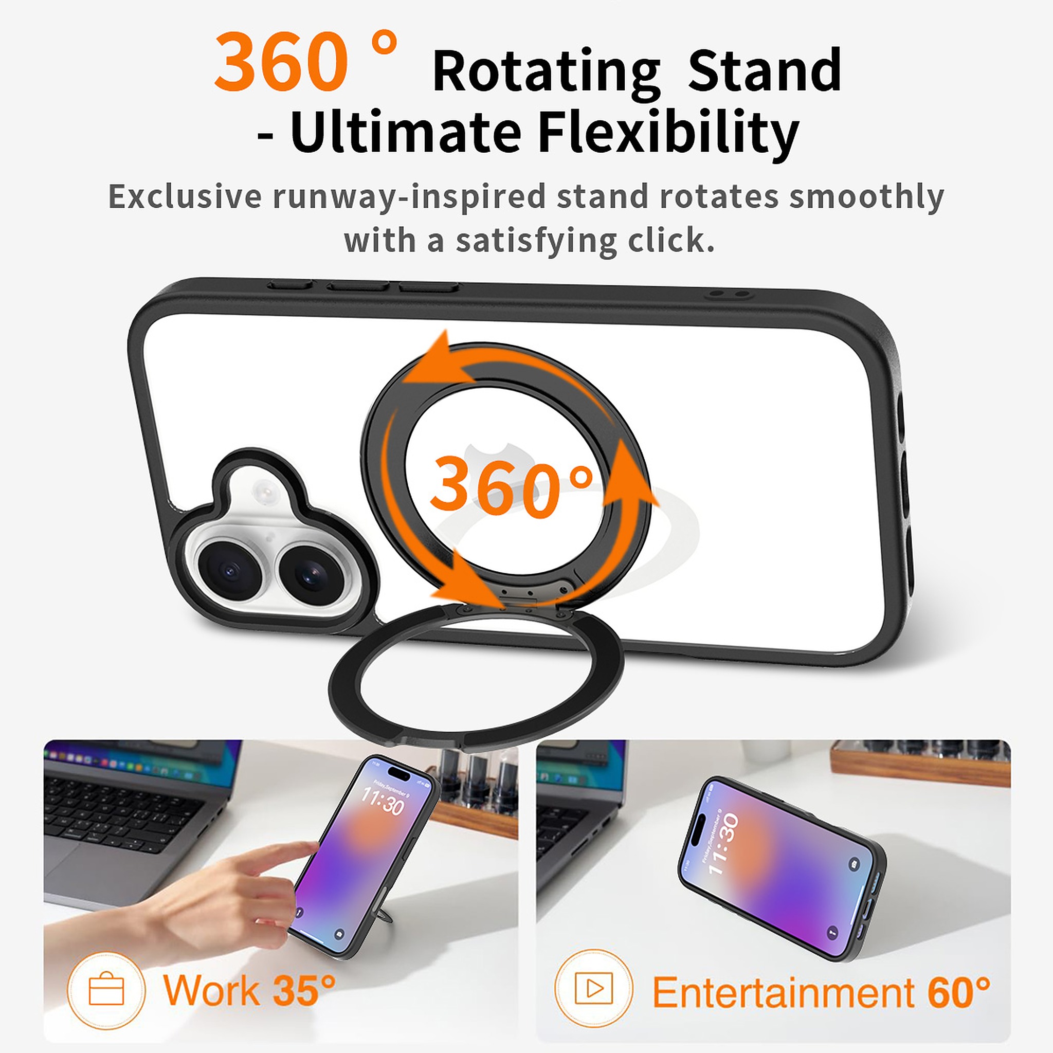 SendaFit Clear 360° Stand Case for iPhone 17 detail 35