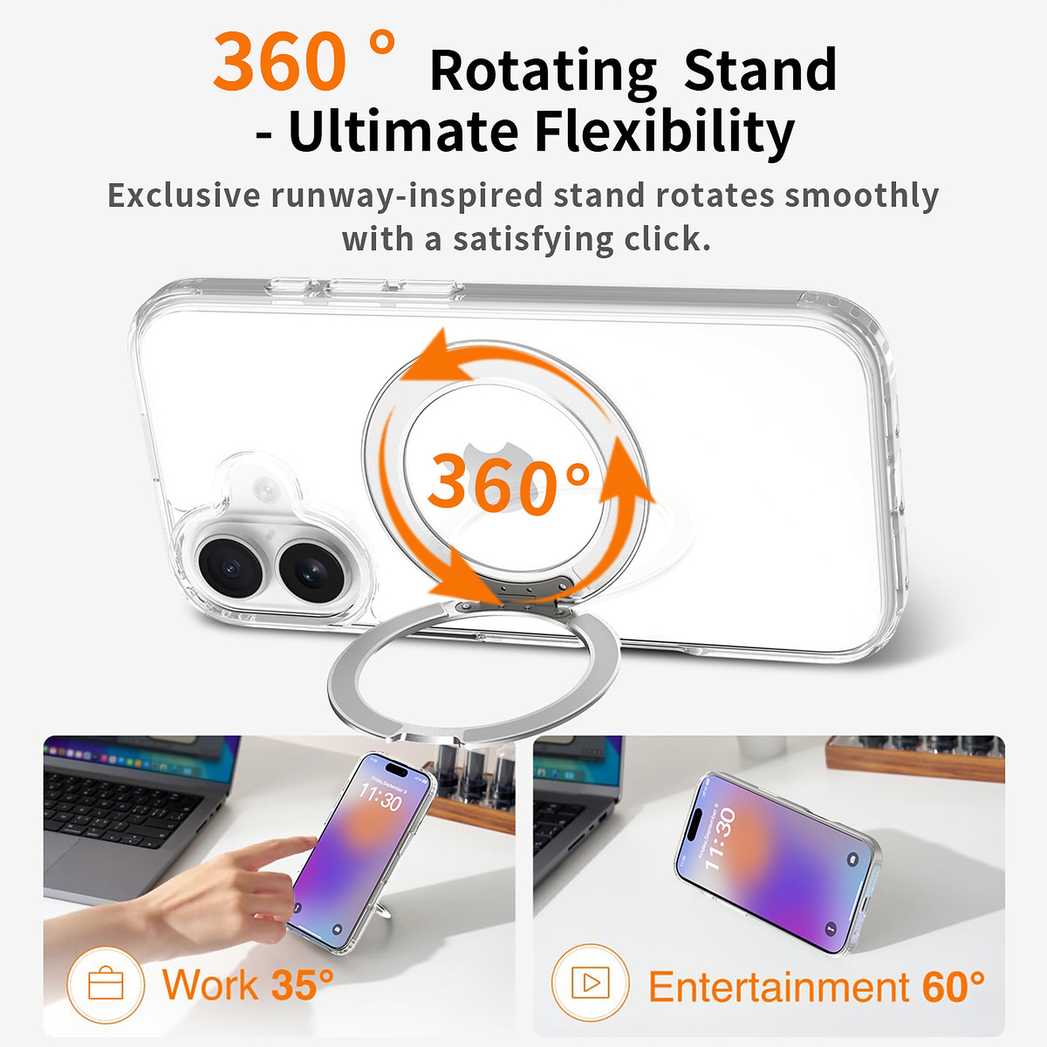 SendaFit Clear 360° Stand Case for iPhone 17 detail 37