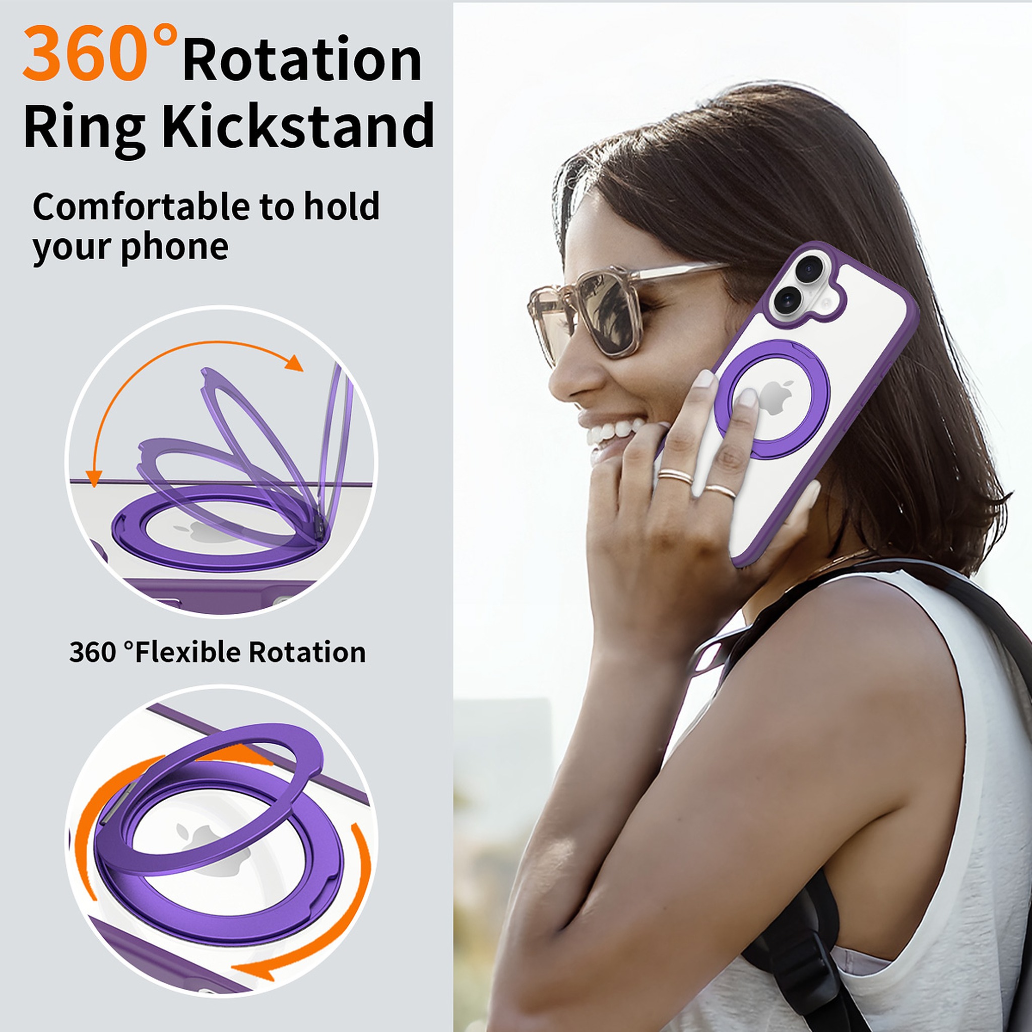 SendaFit Clear 360° Stand Case for iPhone 17 detail 7