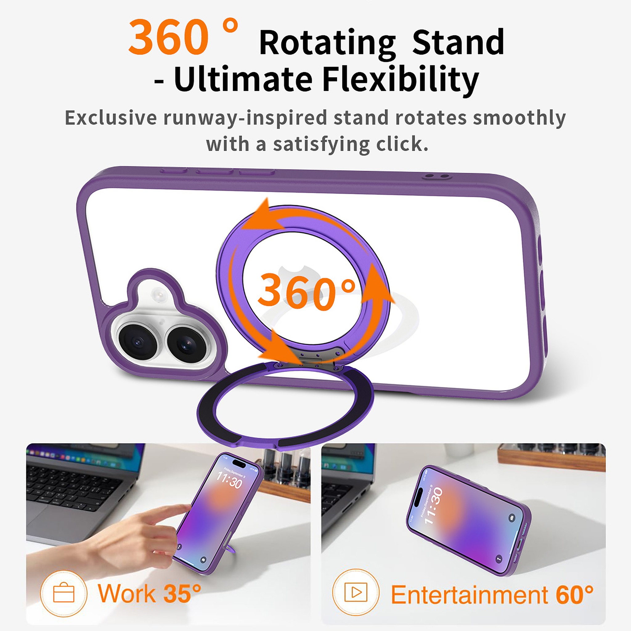 SendaFit Clear 360° Stand Case for iPhone 17 detail 8