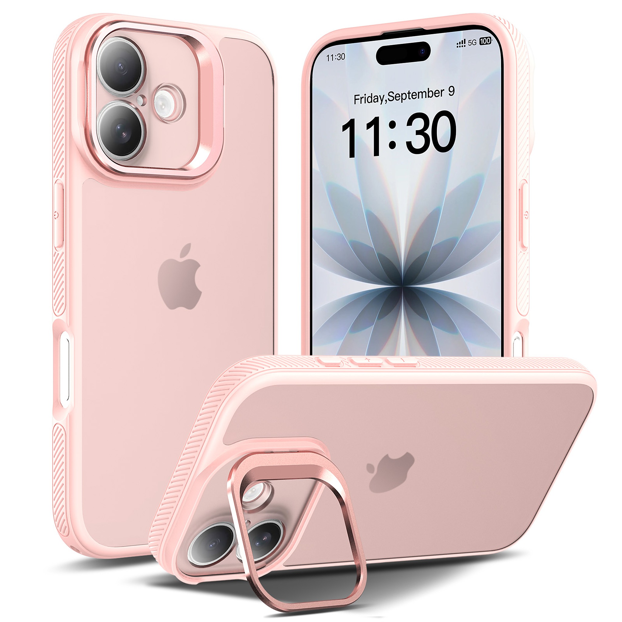 SendaFit Precise-Cutout Camera Stand Case for iPhone 17 - Light Pink