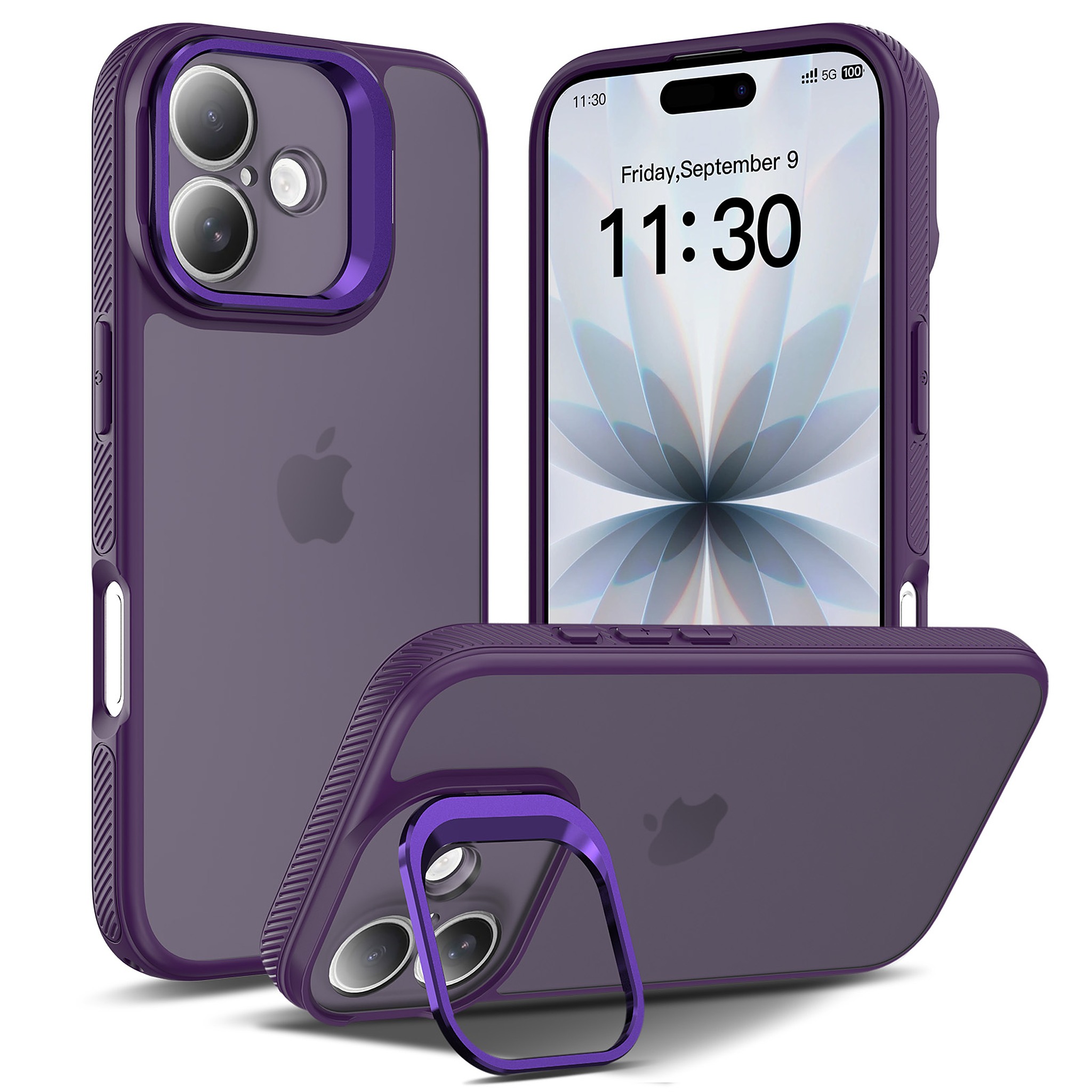 SendaFit Precise-Cutout Camera Stand Case for iPhone 17 - Deep Purple