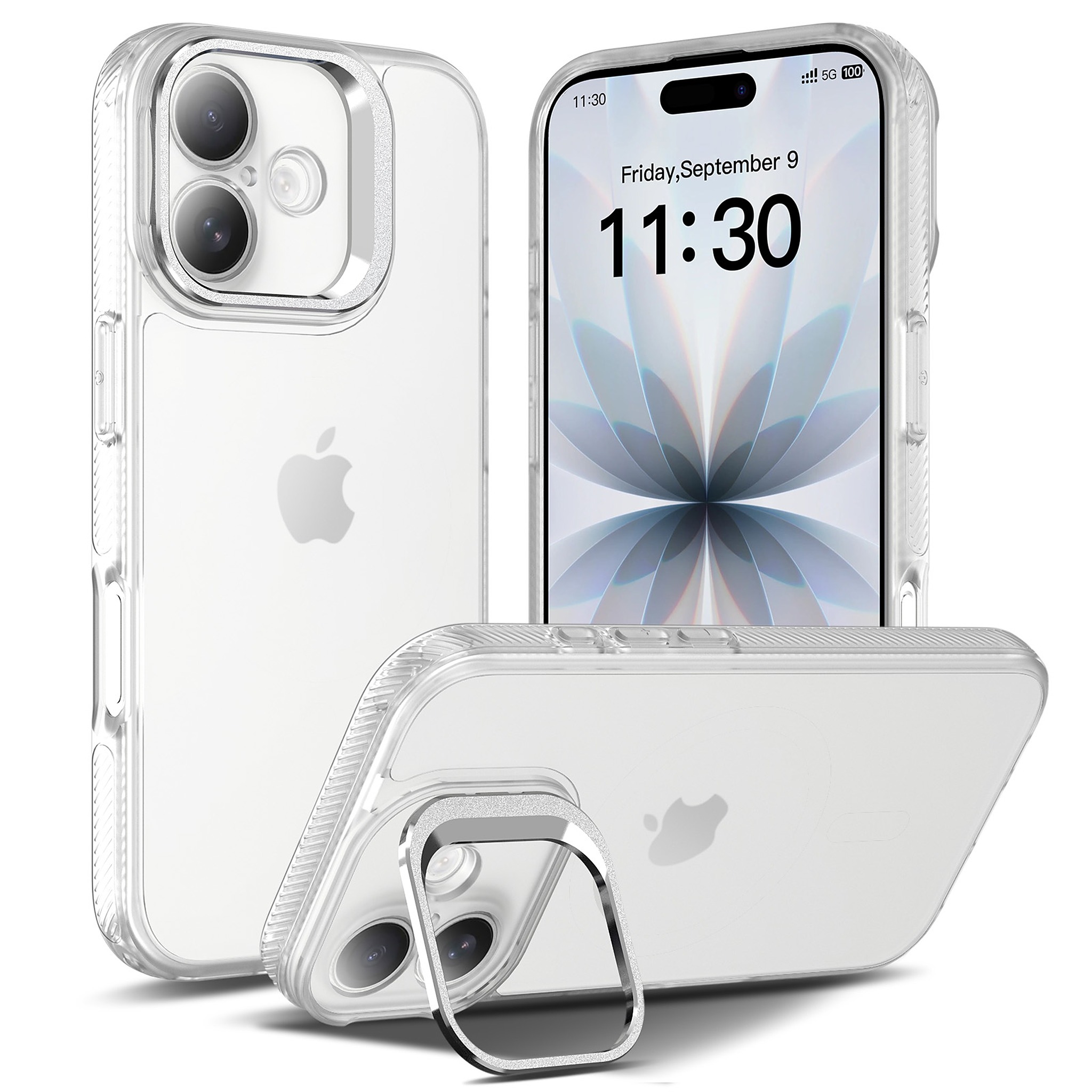 SendaFit Precise-Cutout Camera Stand Case for iPhone 17 - Frosted Clear