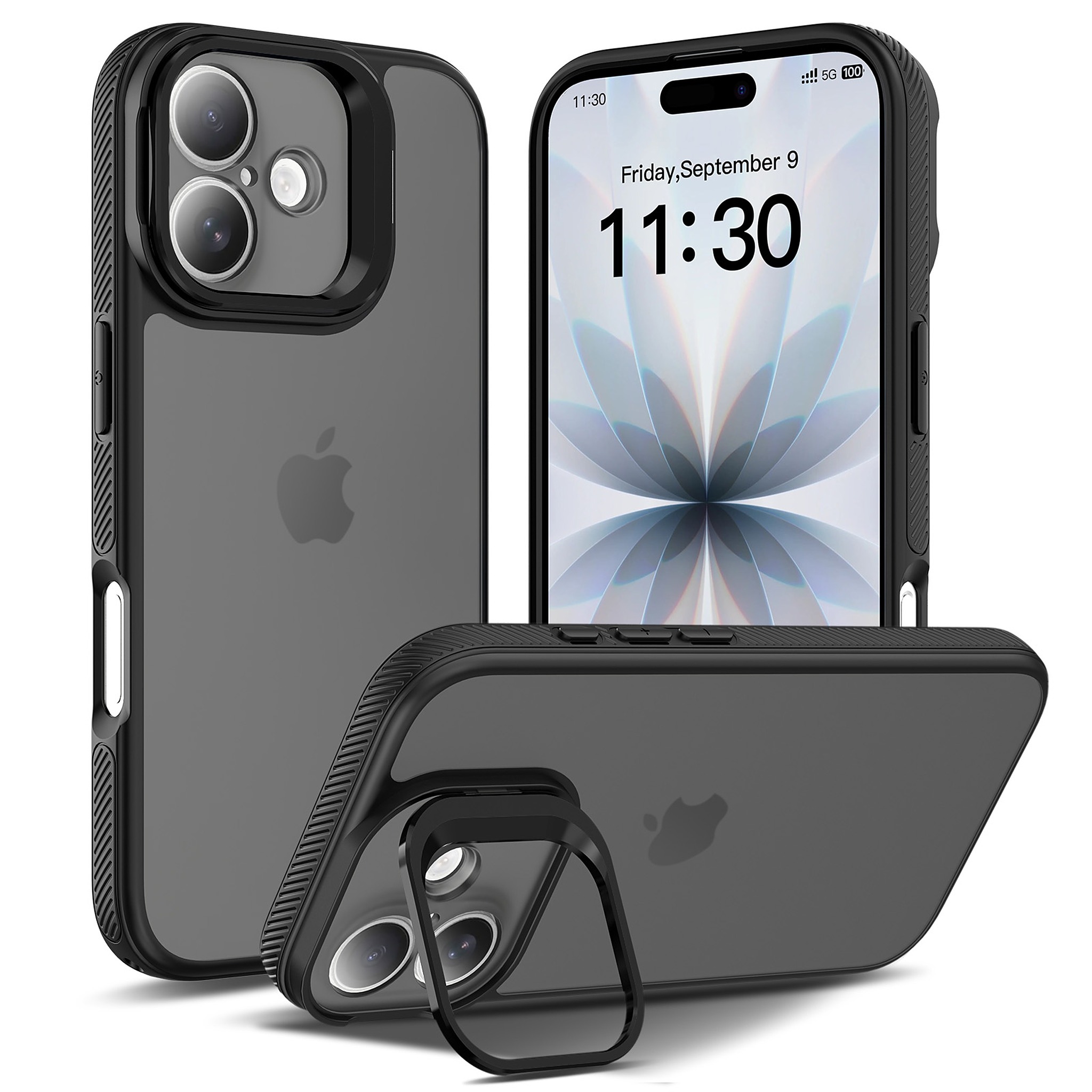 SendaFit Precise-Cutout Camera Stand Case for iPhone 17 - Black
