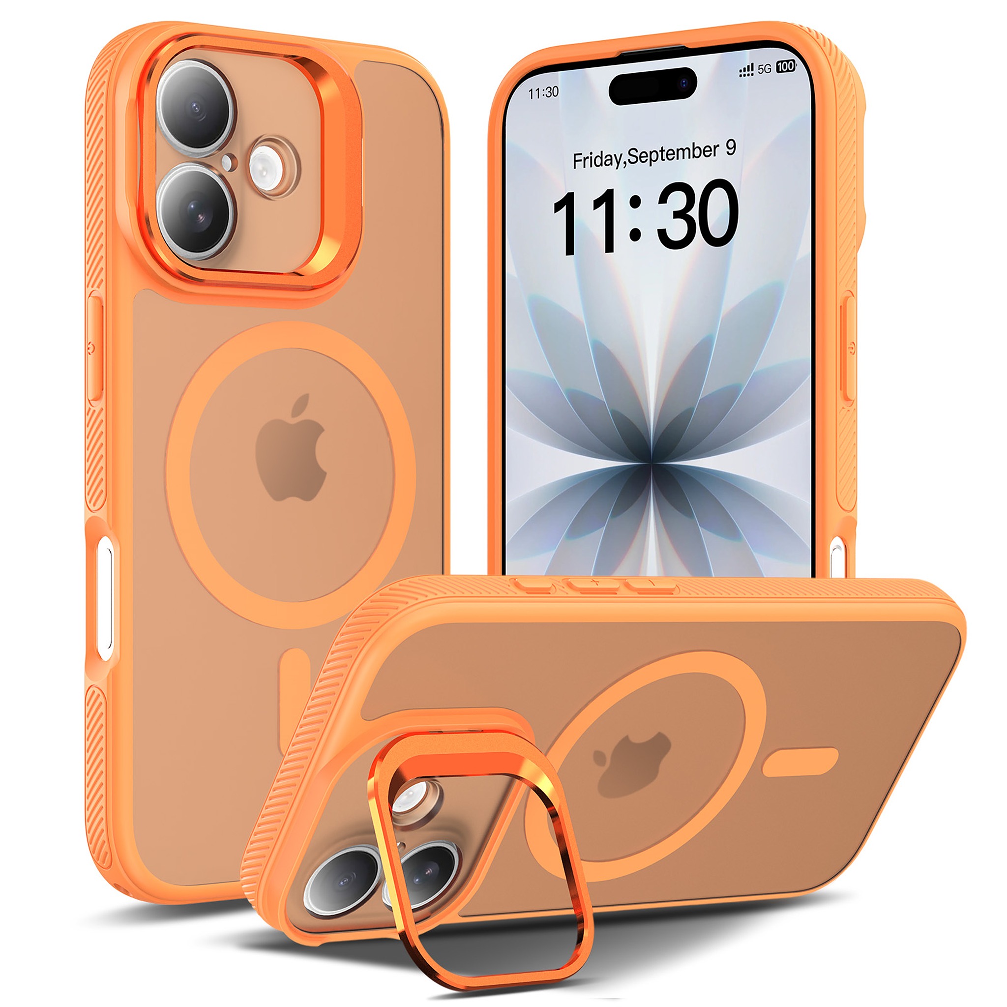 SendaFit Precise-Cutout Camera Stand MagSafe Case for iPhone 17 - Orange